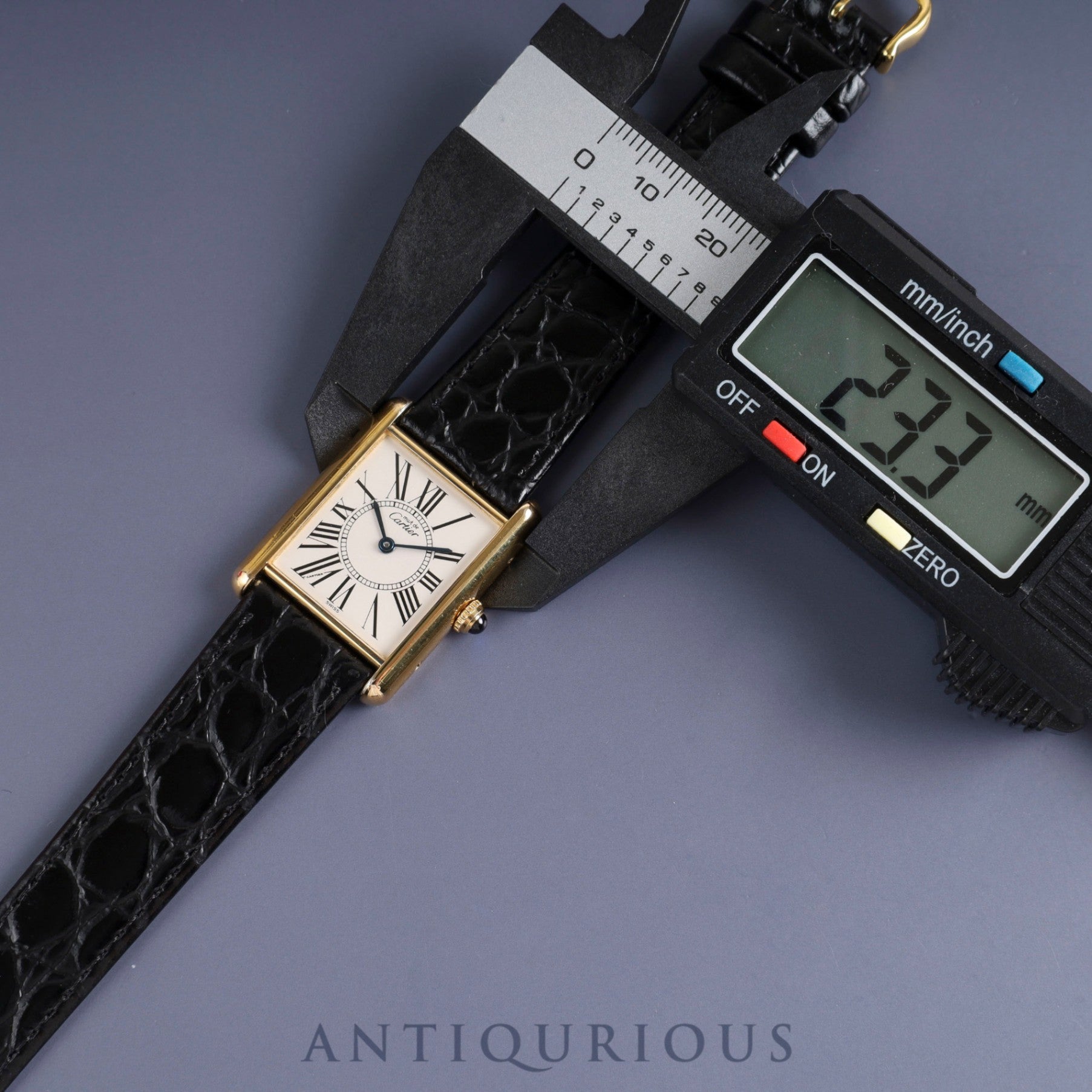 Cartier Must Tank LM 590005 Quartz Cal.90 SV925 Leather Genuine Buckle (GP) Opalan Dial Overhauled