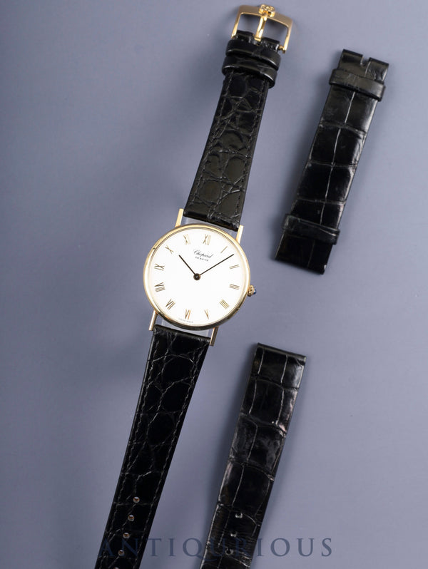 ショパール クラシック 1091 クォーツ Cal.ETA955.413 750YG 革 純正ピンバックル(GP) ホワイト文字盤 オーバーホール済み