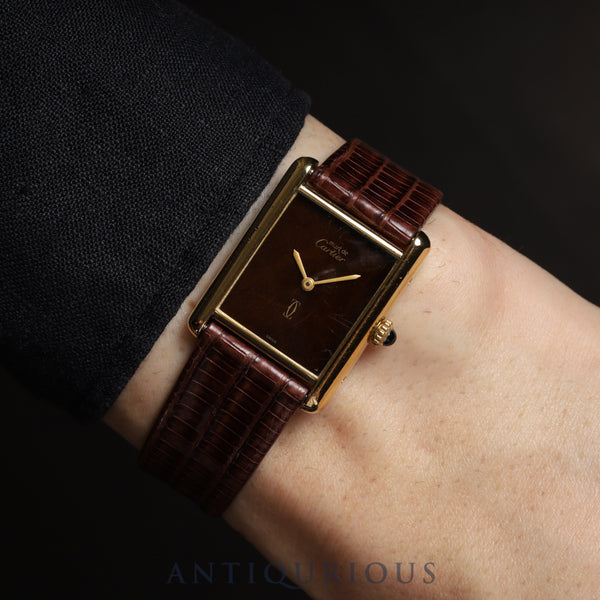 Cartier Must Tank LM Manual winding Cal.78-1 SV925 Leather Genuine buckle (GP) Mahogany dial Overhauled