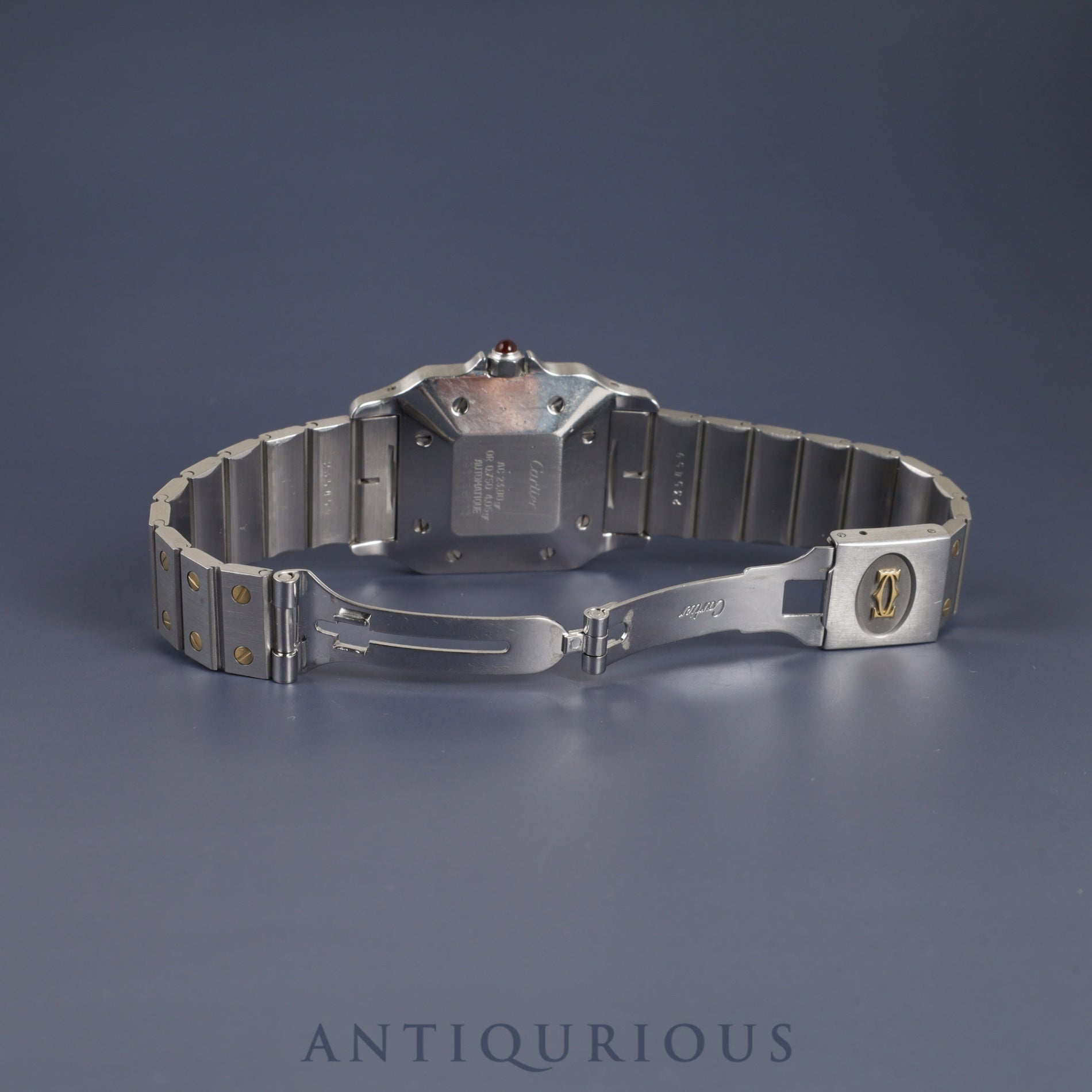 Cartier Santos Galbee LM 2961 Automatic Caliber 2671 Stainless Steel/Yellow Gold with Garnet and Bordeaux Dials, Overhauled