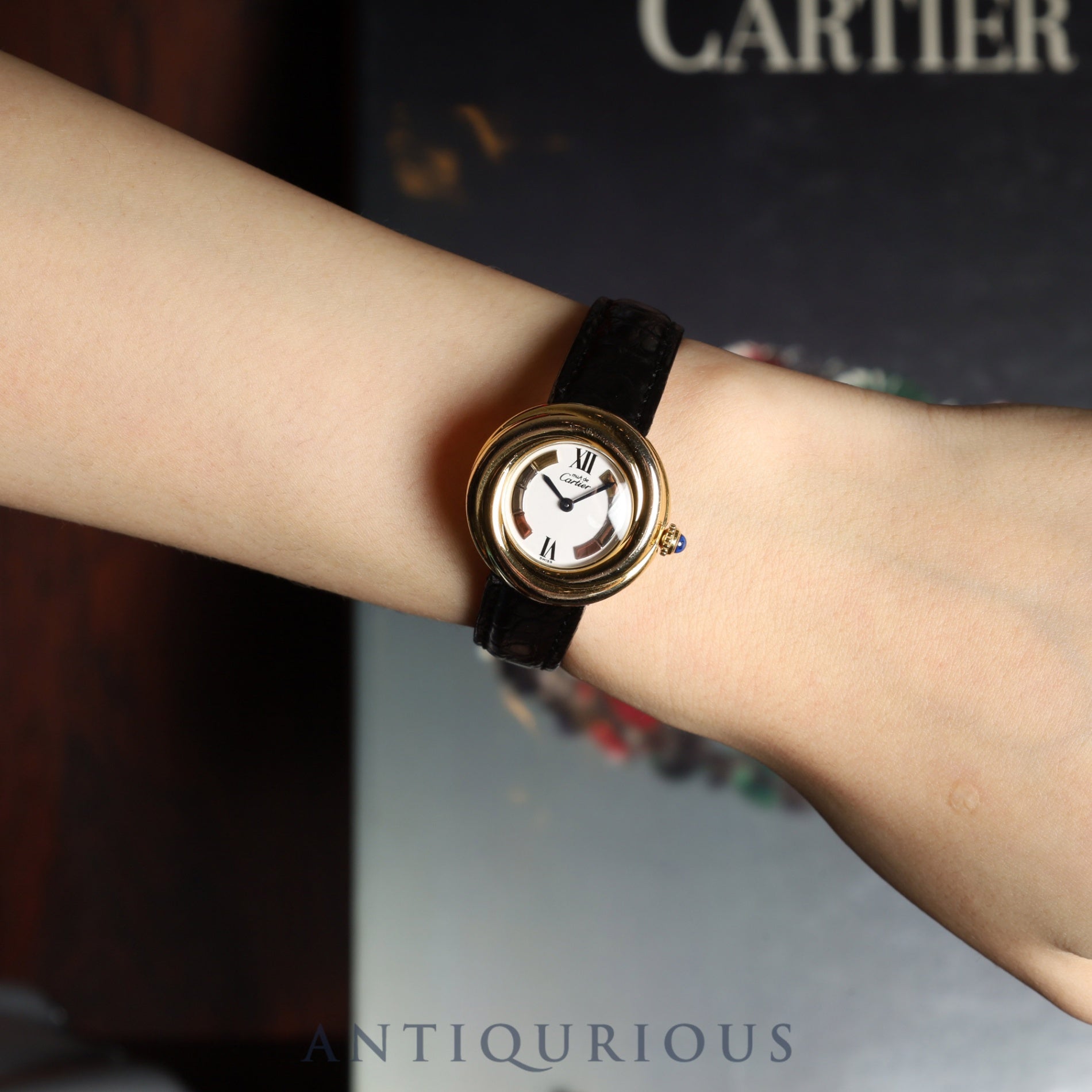 カルティエ マストトリニティ W1010644 / 2735 クォーツ Cal.- SV925 革 純正Dバックル(GP) トリニティ文字盤 箱 カルティエブティックにてコンプリートサービス済み