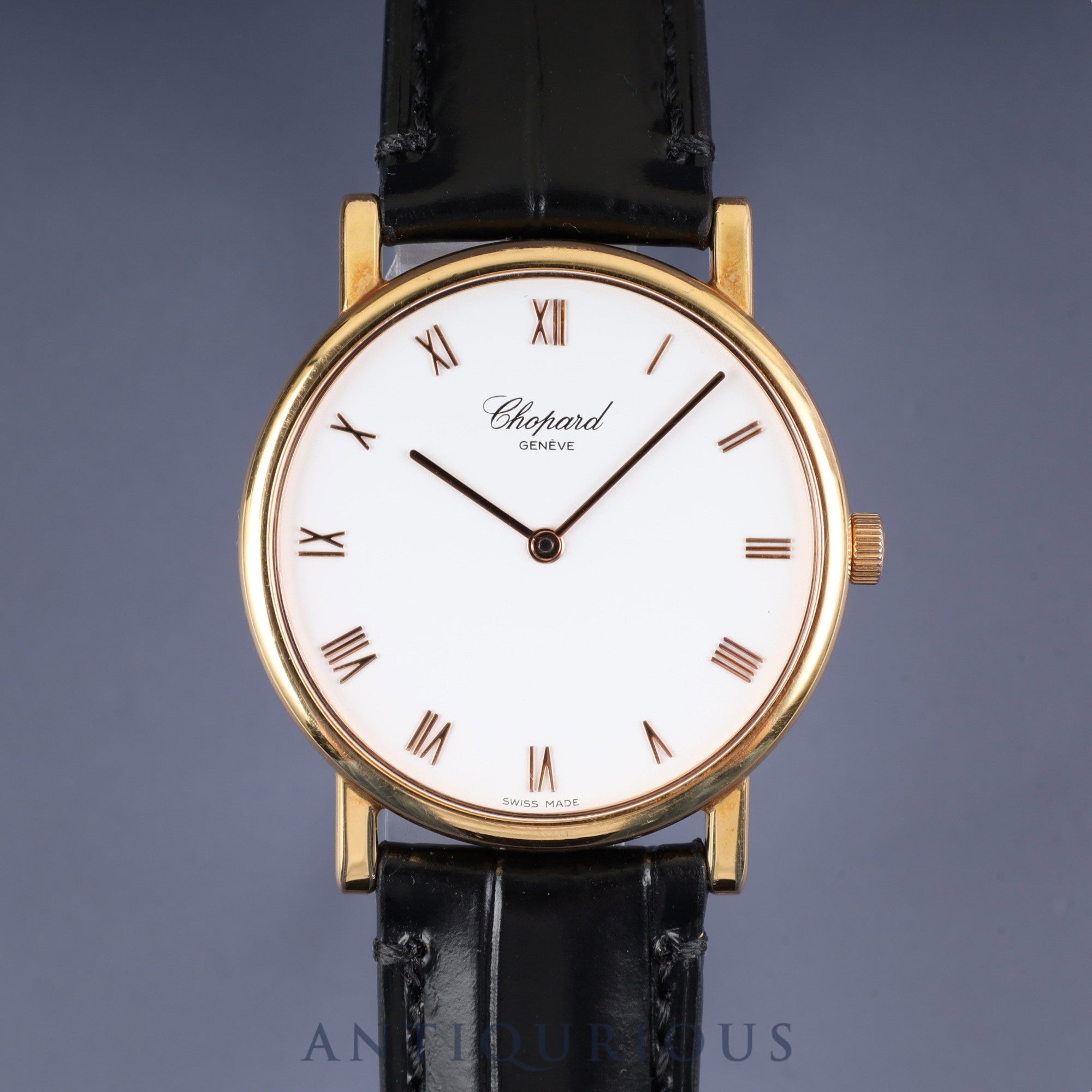 ショパール クラシック 163154/987 手巻き Au750 革 純正尾錠(GP) ホワイト文字盤 箱 冊子 保証書(2012年)オーバーホール済み