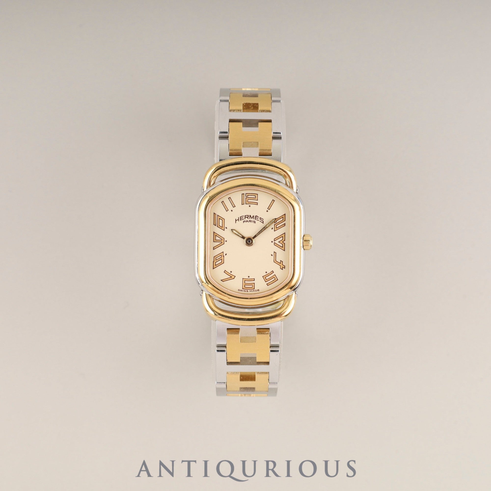 Hermès Rally Quartz Cal.976.001 SS/GP SS/GP Ivory Dial Box Booklet Warranty (1995) Overhauled