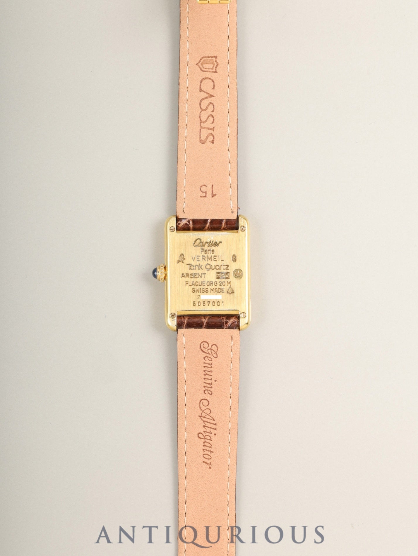 Cartier Must Tank SM 5057001 Quartz Cal.057 SV925 Leather Genuine D-Buckle (GP) Ivory Roman Dial (SWISS marking) Warranty (1989) Overhauled