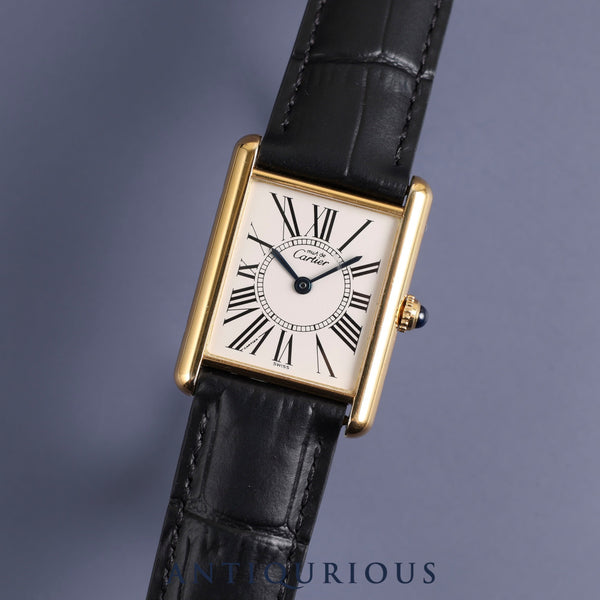 Cartier Must Tank LM W1005654/590005 Quartz Cal.90 SV925 Leather Genuine D-buckle Opalan dial Overhauled