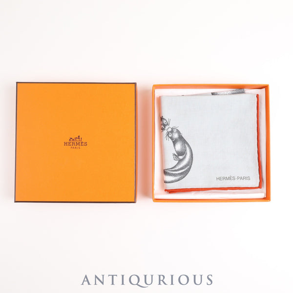 エルメス スカーフ カレ45 動物モチーフ COTTON 100% 箱