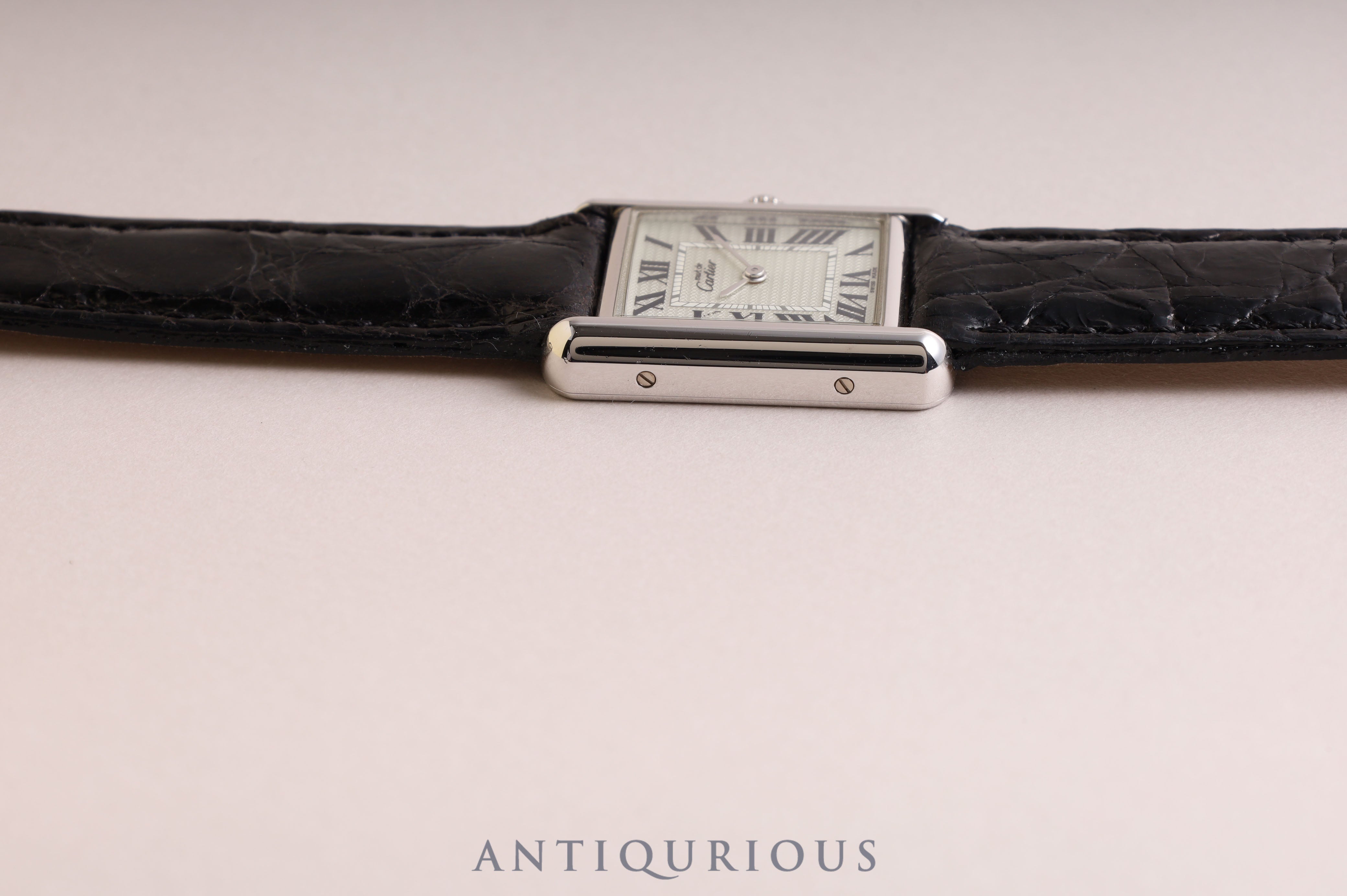 Cartier Must Tank MM QZ Silver Roman Dial 2416 Box and Warranty Card Included