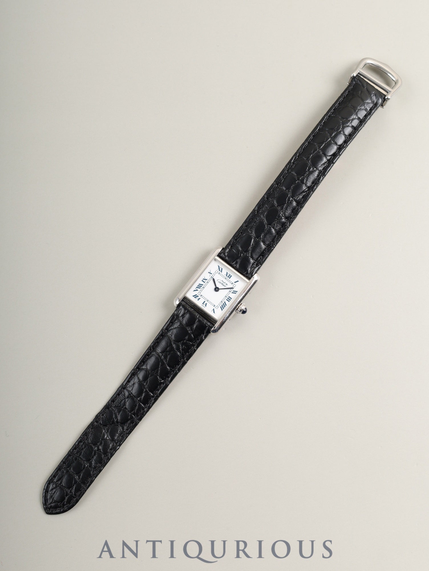 Cartier Must Tank SM W1001565 / 1614 Quartz SV925 Leather Genuine Deployant Buckle (SS) White Roman Dial (SWISS marking) Complete service done at Cartier boutique