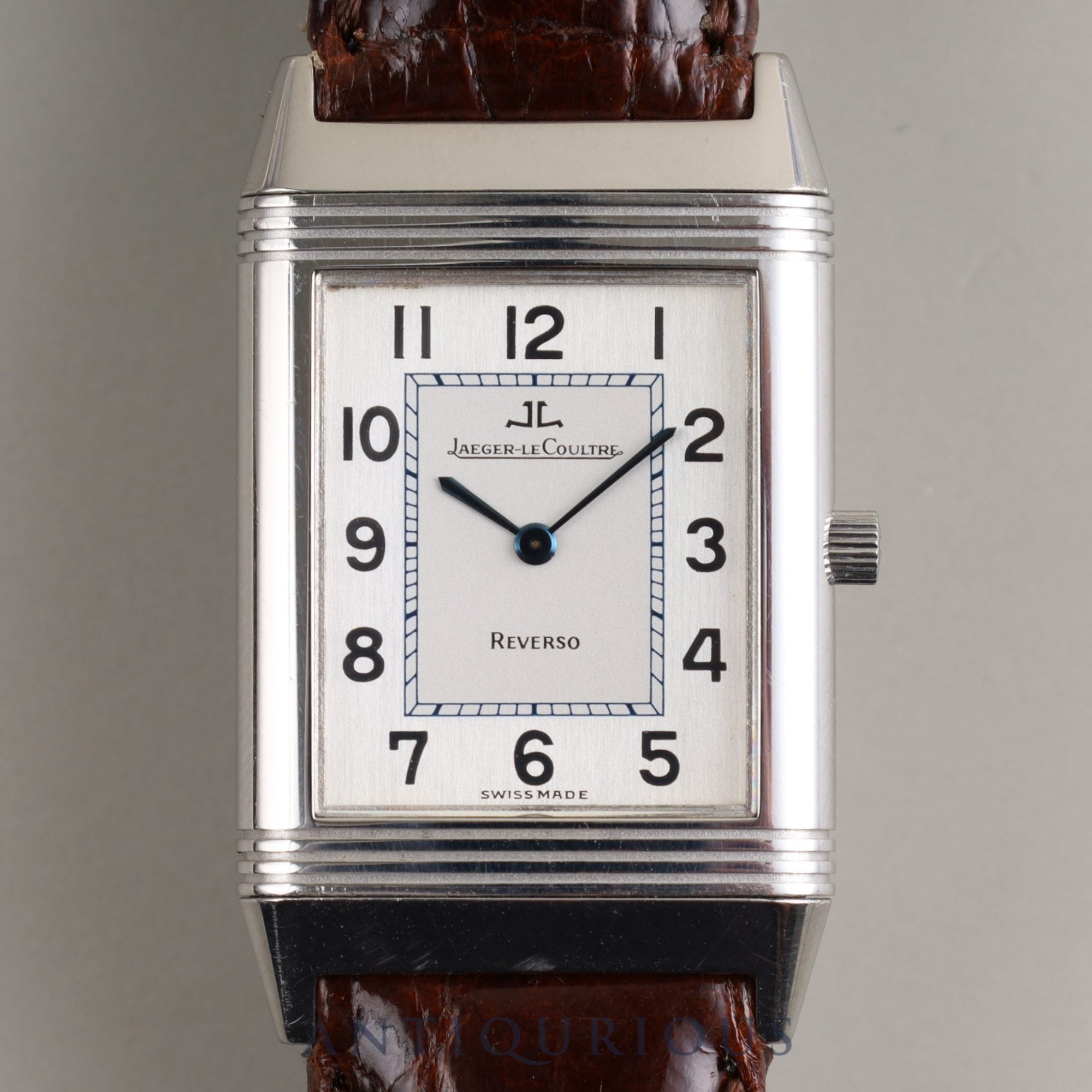 ジャガー・ルクルト レベルソクラシック 250.8.08 クォーツ Cal.608 SS 革 純正尾錠(SS)シルバー文字盤 ※裏彫りあり