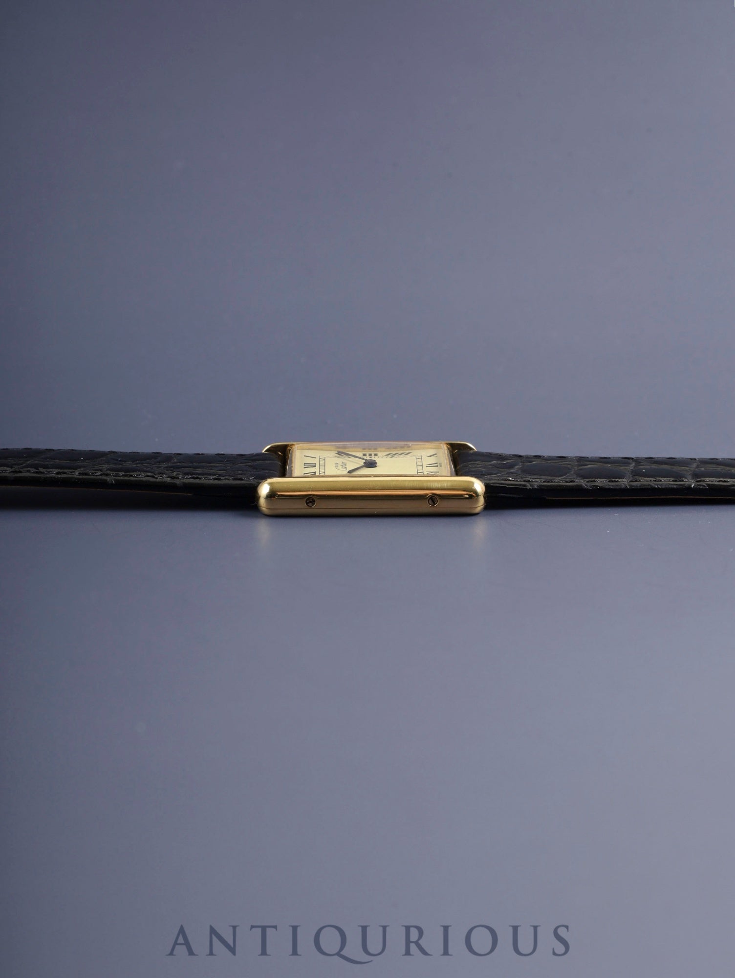 カルティエ マストタンク LM 590005 クォーツ Cal.90 SV925 革 純正尾錠(GP) アイボリーローマン文字盤 オーバーホール済み 新品仕上げ済み