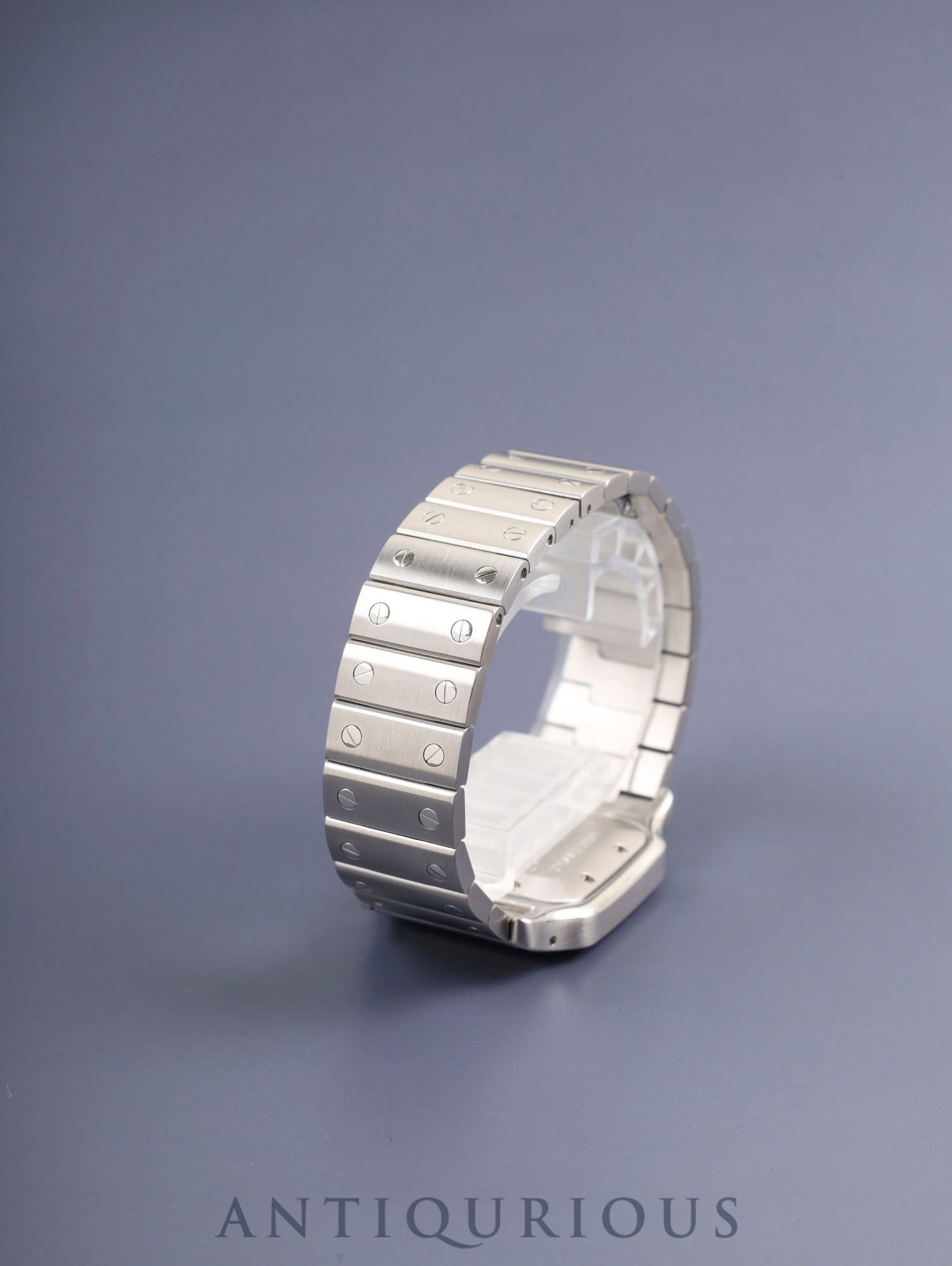 Cartier Santos Galbee LM 2319 Automatic Stainless Steel Watch with Silver Guilloche Dial, Box, Booklet, Warranty Card, Complete Serviced at a Cartier Boutique