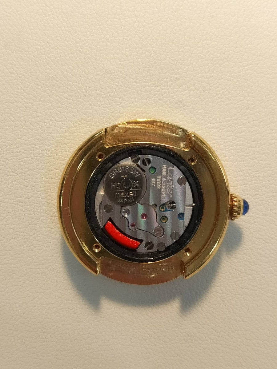 Cartier Must Trinity W1010744/2735 Quartz Caliber 157 SV925 GP Leather Strap with Genuine D-Clasp (GP) Buckle, Side Trinity Dial, Overhauled