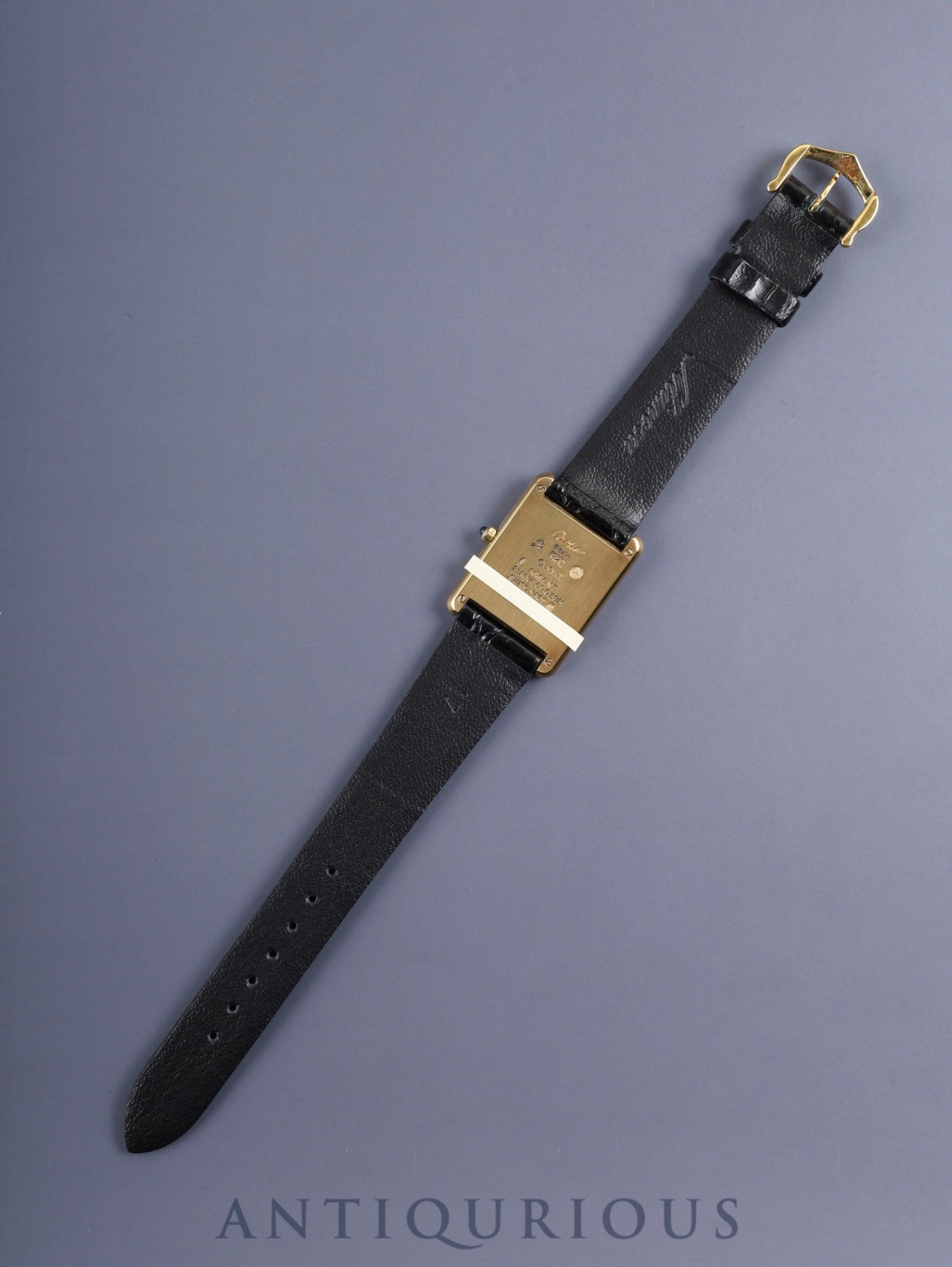 カルティエ マストタンク LM 681006 クォーツ Cal.81 SV925 革 純正尾錠(GP)アイボリーローマン文字盤 オーバーホール済み