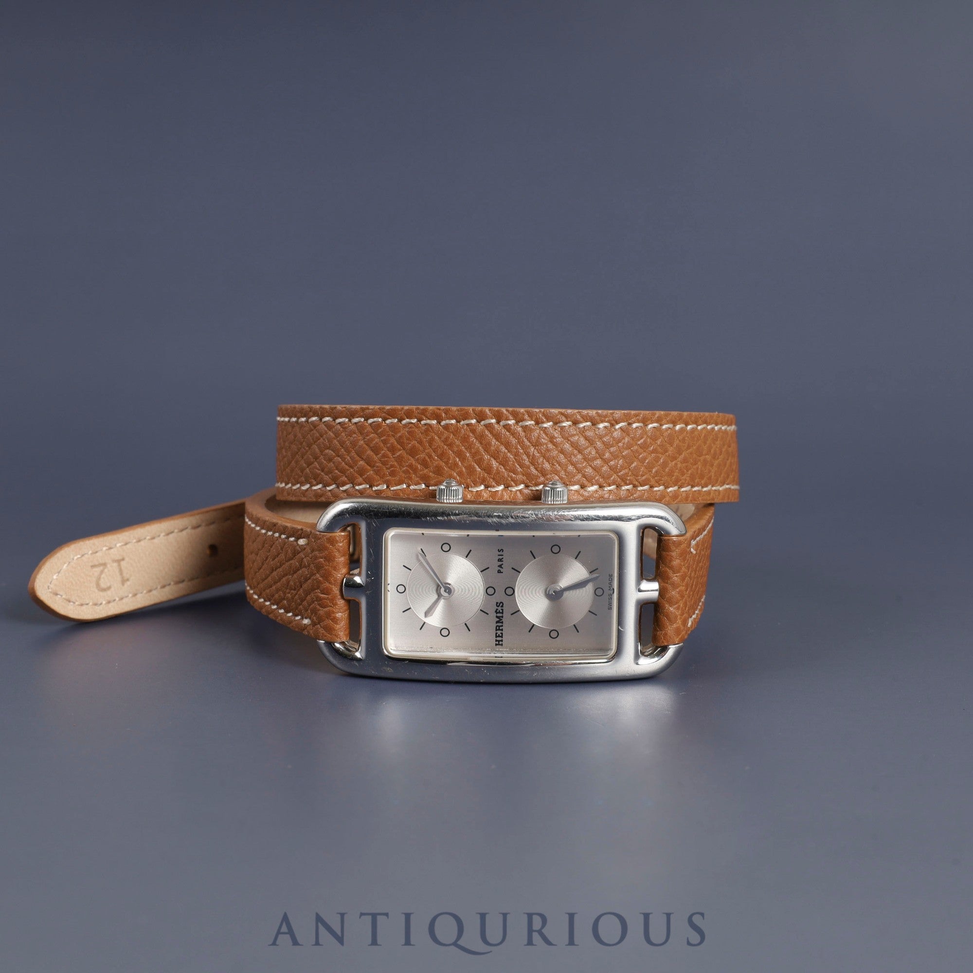 Hermes Cape Cod Dezone CC3-210 Quartz Cal.E01001 SS Leather Genuine Buckle (SS) Silver Dial Overhauled