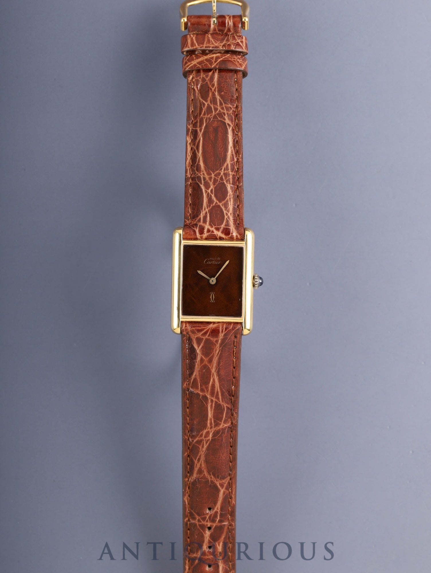 Cartier Must Tank LM Hand-wound Cal.78-1 SV925 Leather Original pin buckle (GP) Mahogany dial (SWISS inscription) Box Warranty (undated) Booklet Overhauled Polished