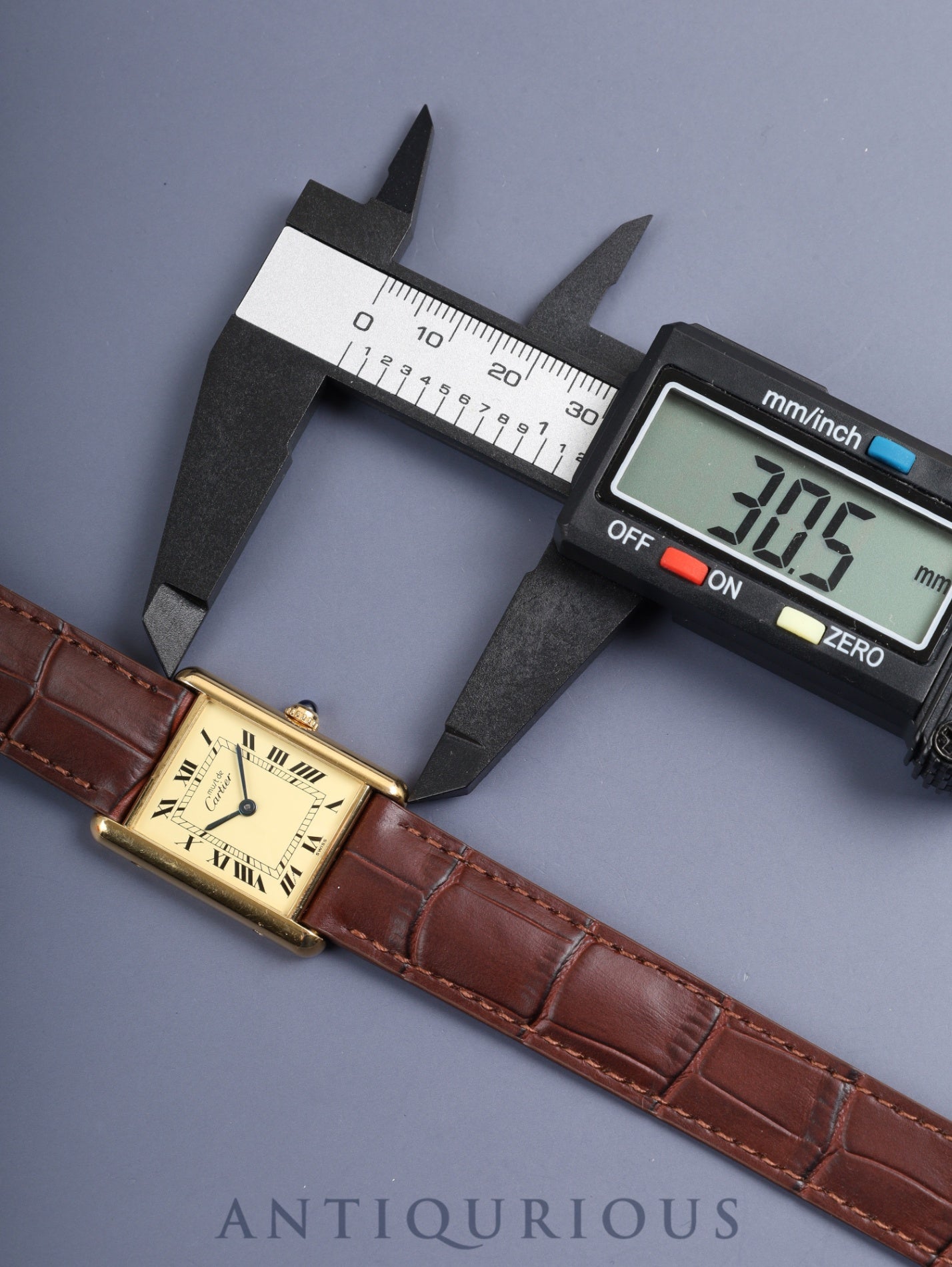 カルティエ マストタンク LM 590005 クォーツ Cal.90 SV925 革 純正尾錠(GP)アイボリーローマン文字盤(SWISS表記) オーバーホール済み