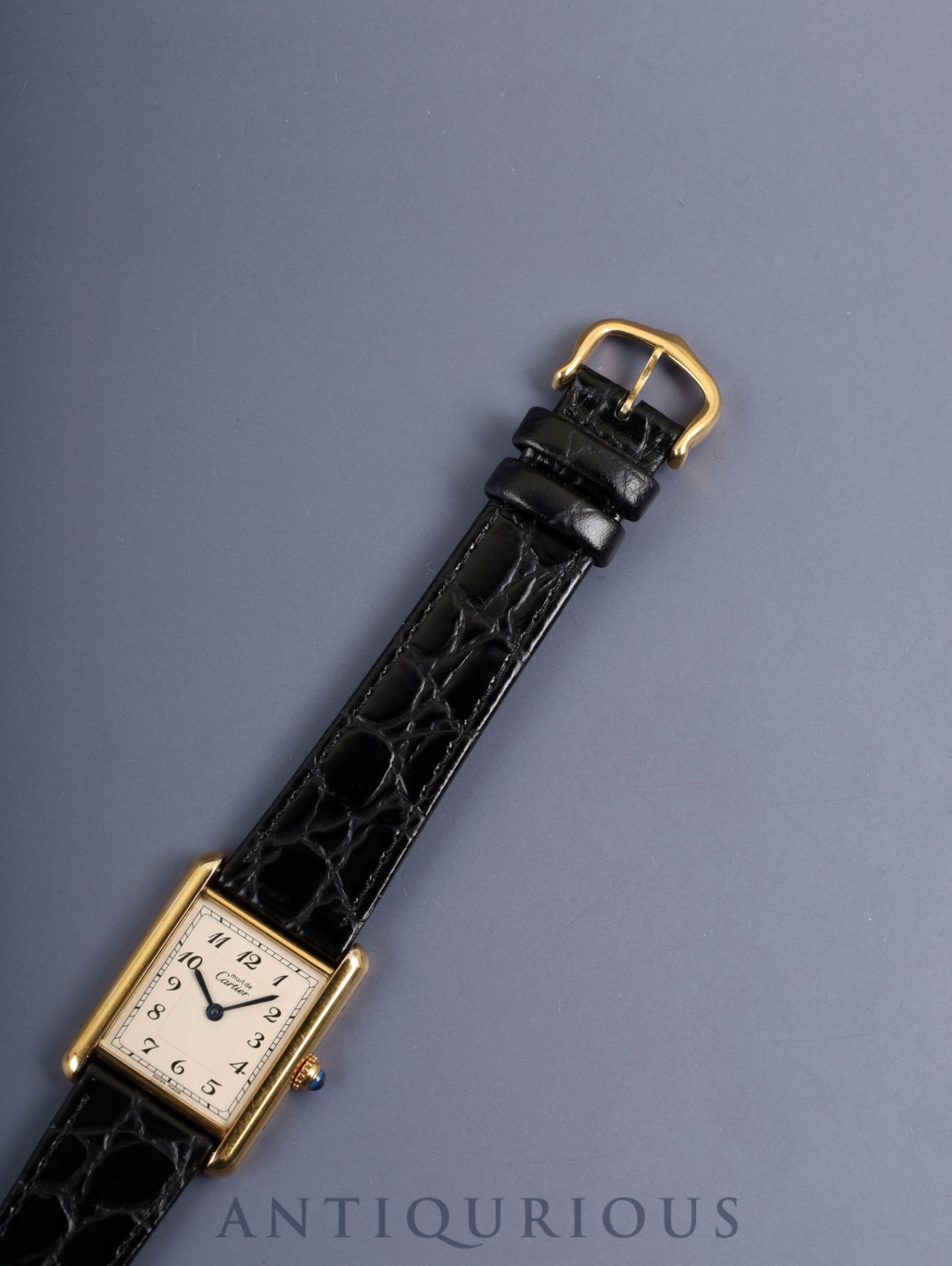 Cartier Must Tank LM 590005 Quartz SV925 Leather Genuine Pin Buckle (GP) Arabic Dial (SWISS MADE) Overhauled, Complete Service at Cartier Boutique