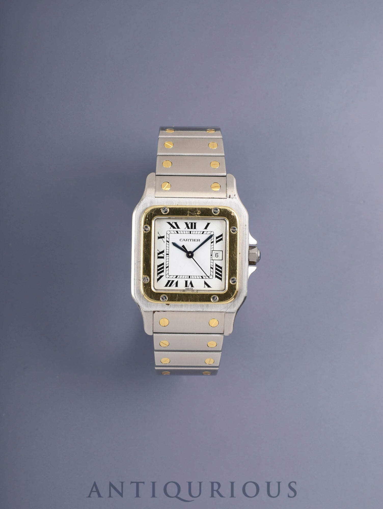 Cartier Santos Carrée LM 2961 Automatic Cal.ETA2671 SS/YG SS/YG White Roman Dial (SWISS marking) Box, Booklets, International Lifetime Guarantee (1981 / with name), Cartier Repair Invoice (2000) Overhauled