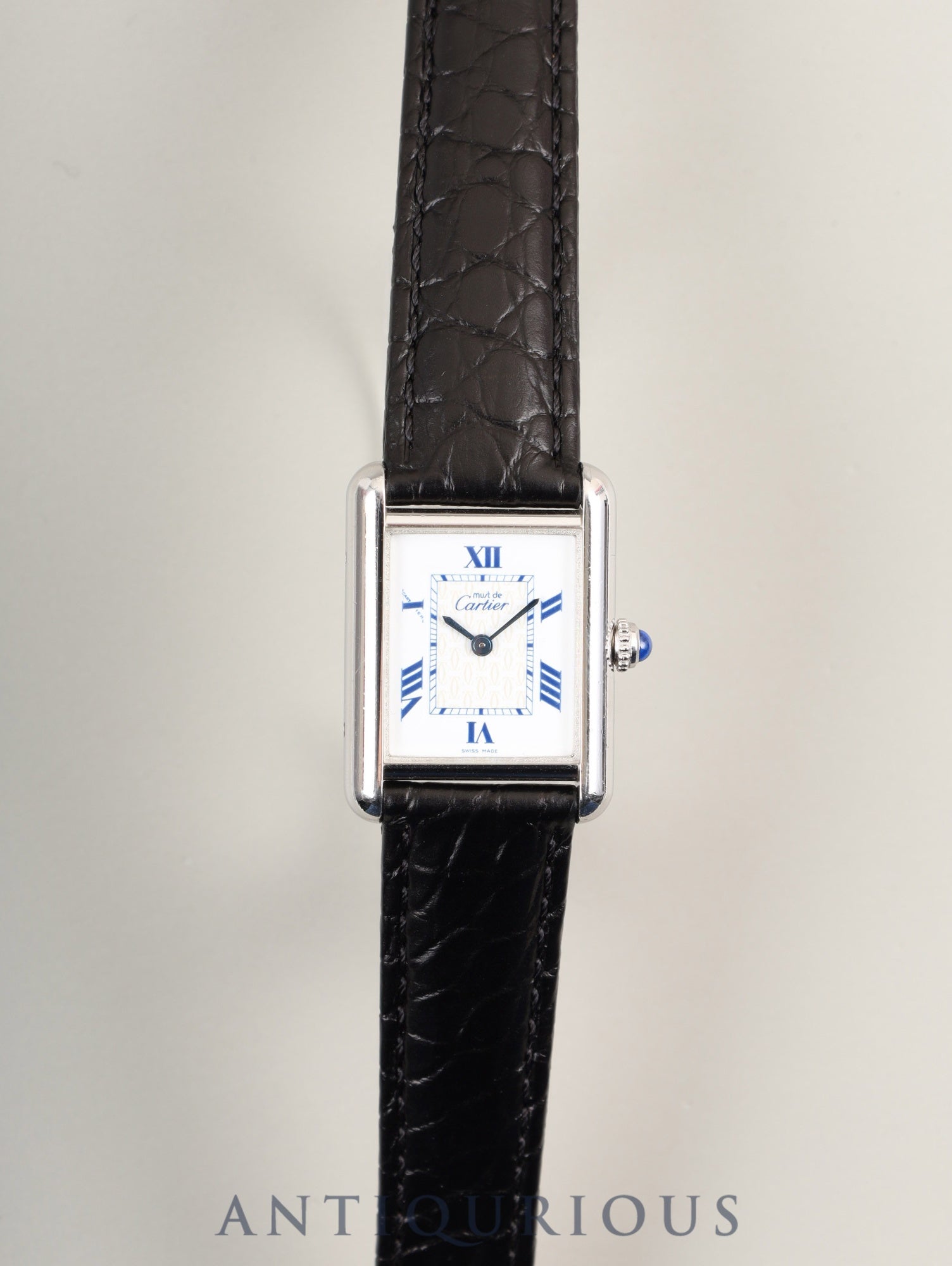 カルティエ マストタンク MM W1014054 / 2416 クォーツ Cal.057 SV925 革 純正Dバックル(SS) ホワイト飛びローマンCC文字盤(SWISS MADE表記) 箱 オーバーホール済み