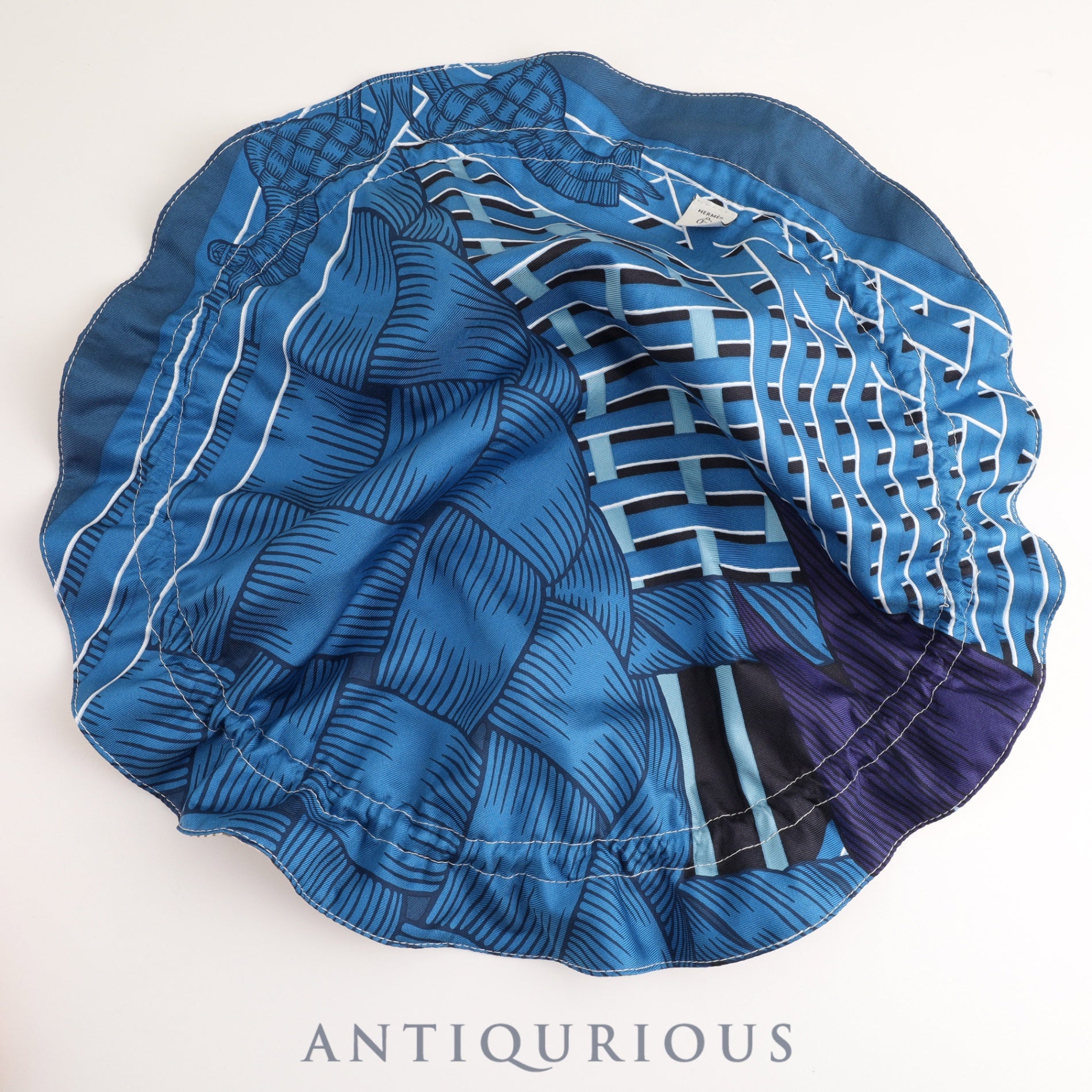 エルメス プティ アッシュ ポーチ SILK イエロー×ブルー 箱 カード等