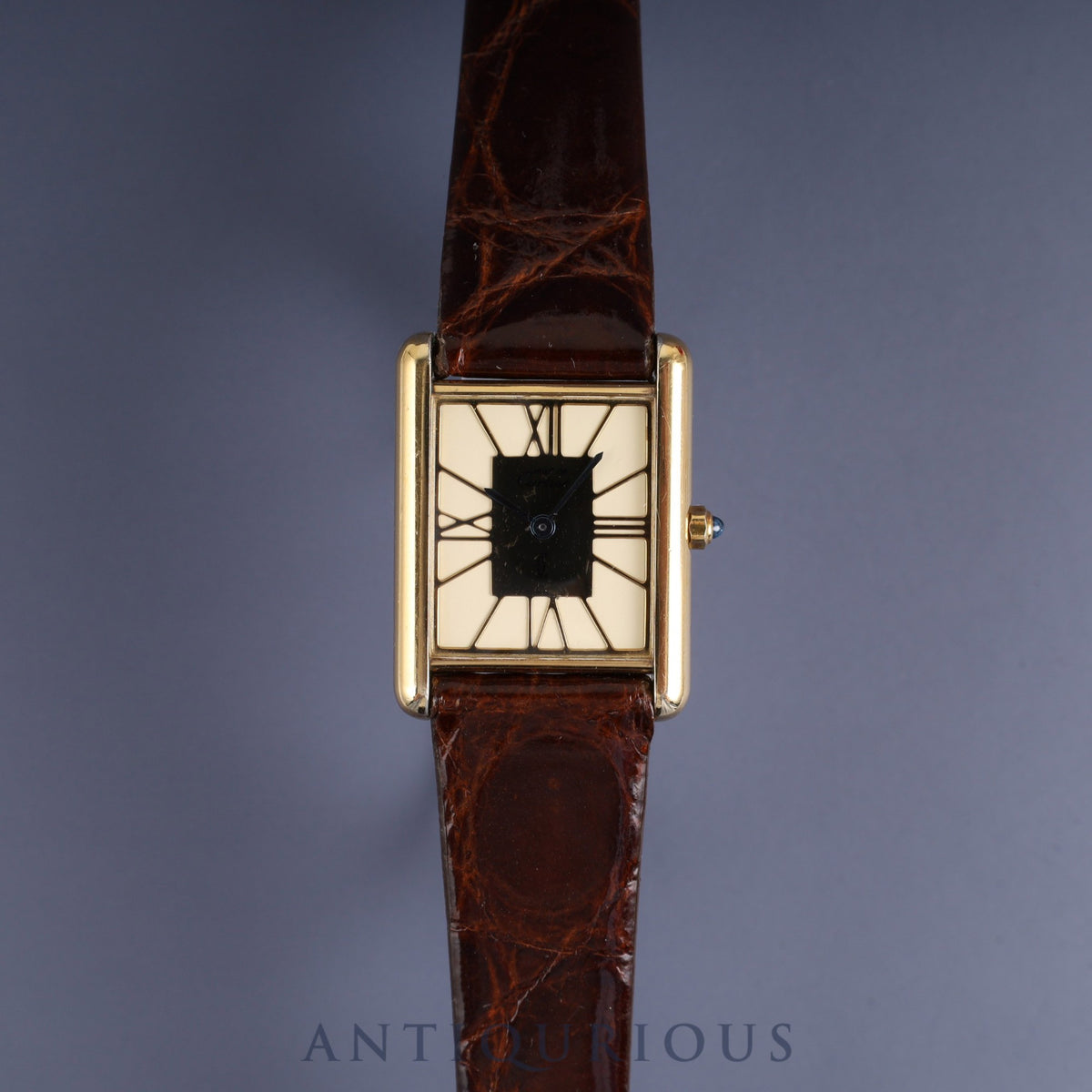 Cartier Must Tank LM 6 81006 Quartz Caliber 81 SV925 Leather Strap with Genuine GP Buckle, Ivory Cloisonné Dial, Overhauled