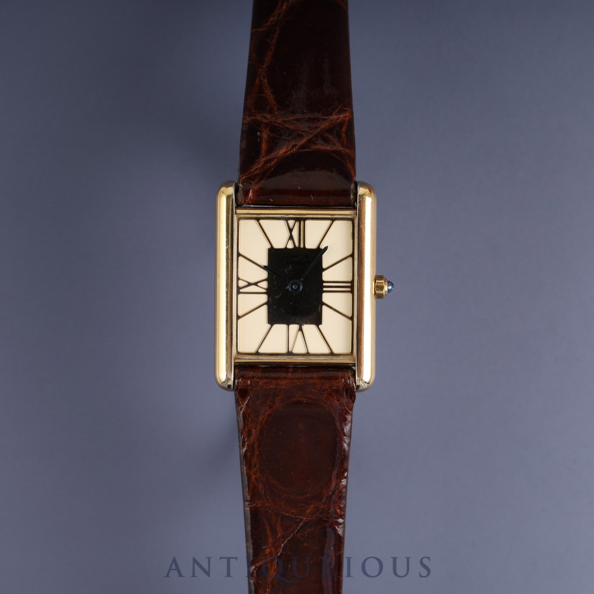 Cartier Must Tank LM 6 81006 Quartz Caliber 81 SV925 Leather Strap with Genuine GP Buckle, Ivory Cloisonné Dial, Overhauled