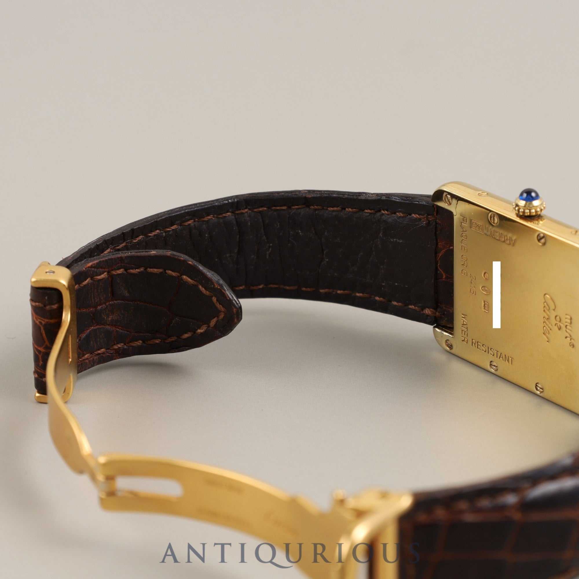 Cartier Must Tank GM (XL) W1017454 / 2413 Quartz Cal.687 SV925 Leather Genuine D Buckle (GP) Ivory Dial Overhauled