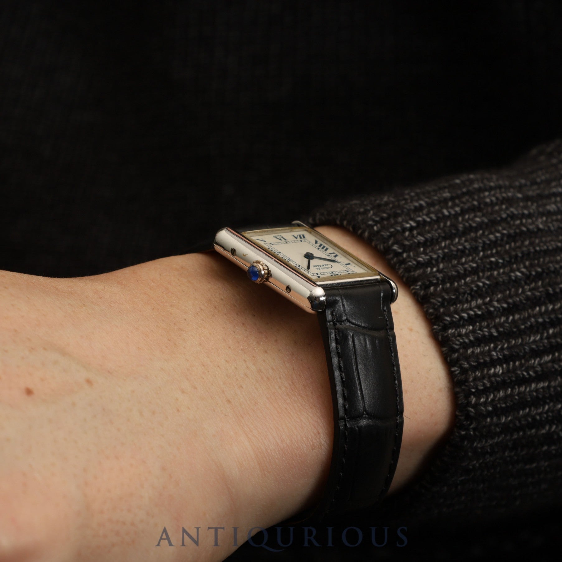 Cartier Must Tank LM 690006, Quartz, Caliber 90, SV925, Leather, Genuine D-buckle (SS), White Roman Dial, Circa 1982-Circa 1995, Overhauled