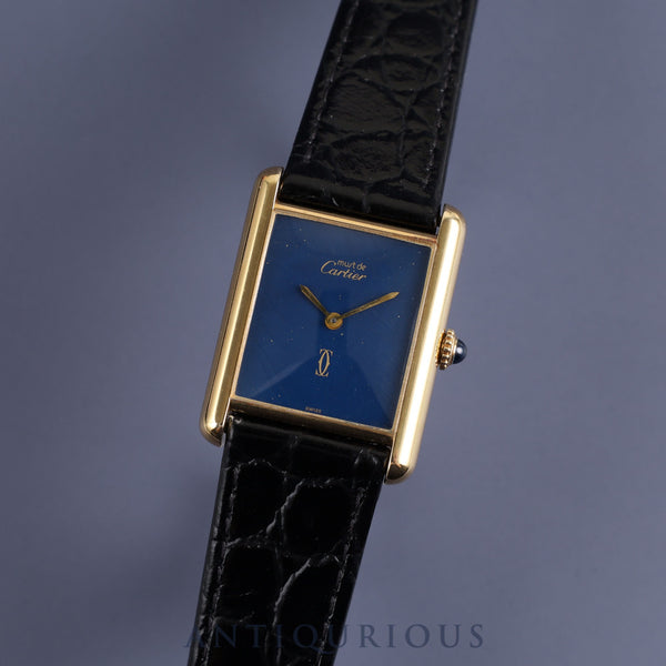Cartier Must Tank LM Manual winding Cal.78-1 SV925 Leather Genuine buckle (GP) Lapis lazuli dial Overhauled