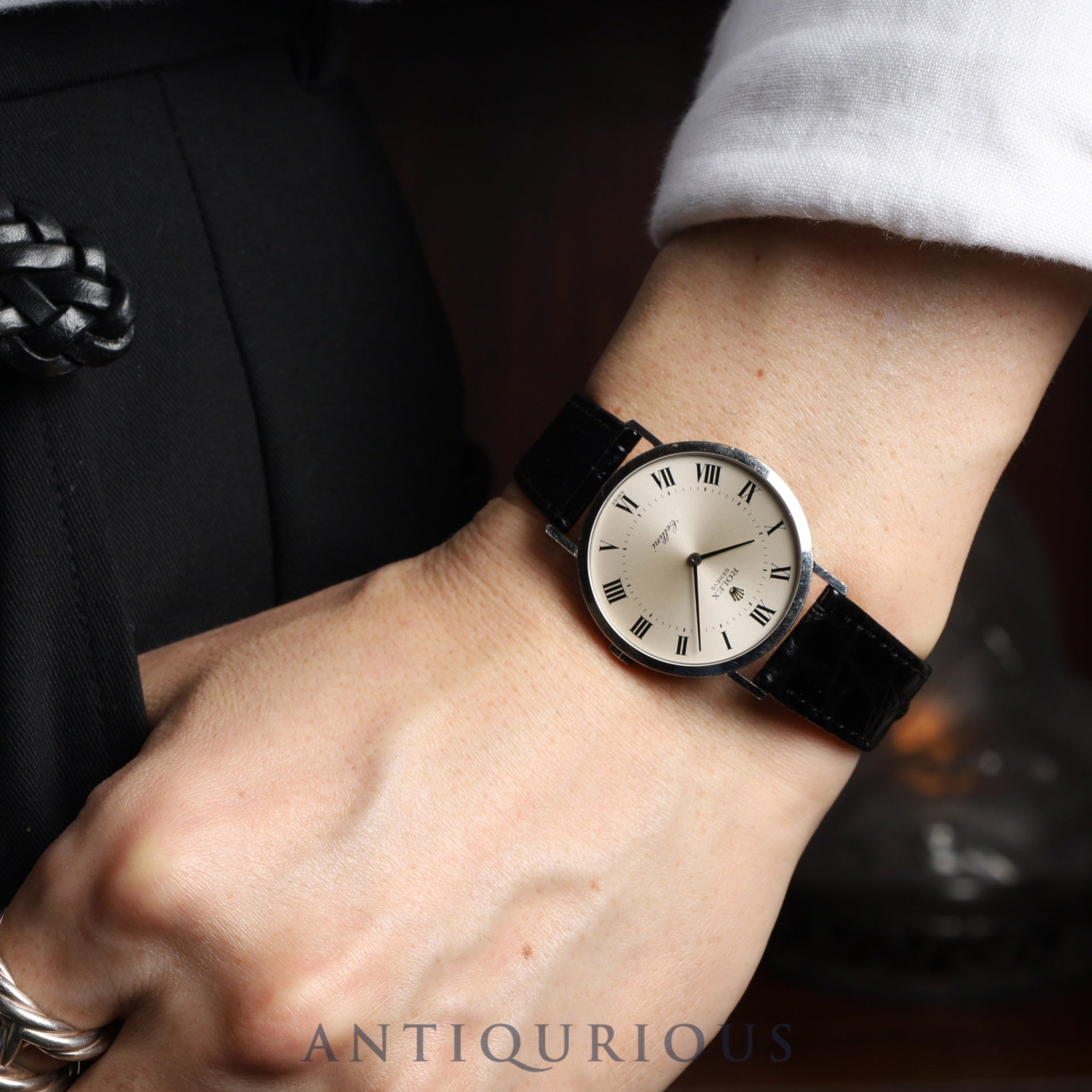 Rolex Cellini 4112 Manual Winding Caliber 1600 750 Leather Strap with Genuine Buckle (750) Silver Dial 42 Series (1974) Box Chief Overhauled