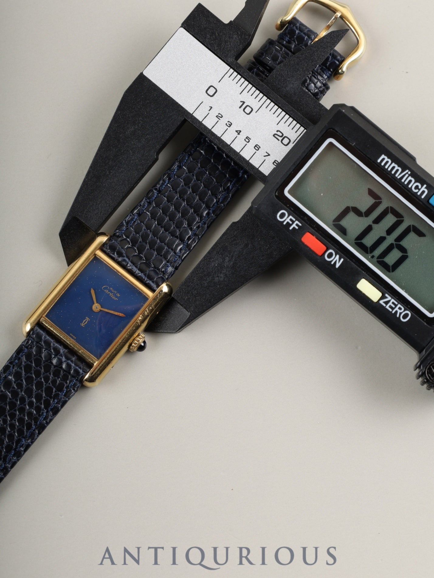 Cartier Must Tank SM Manual Winding Caliber 78-1 SV925 Leather Strap with Genuine GP Buckle, Lapis Lazuli Dial (SWISS Marking), Overhauled