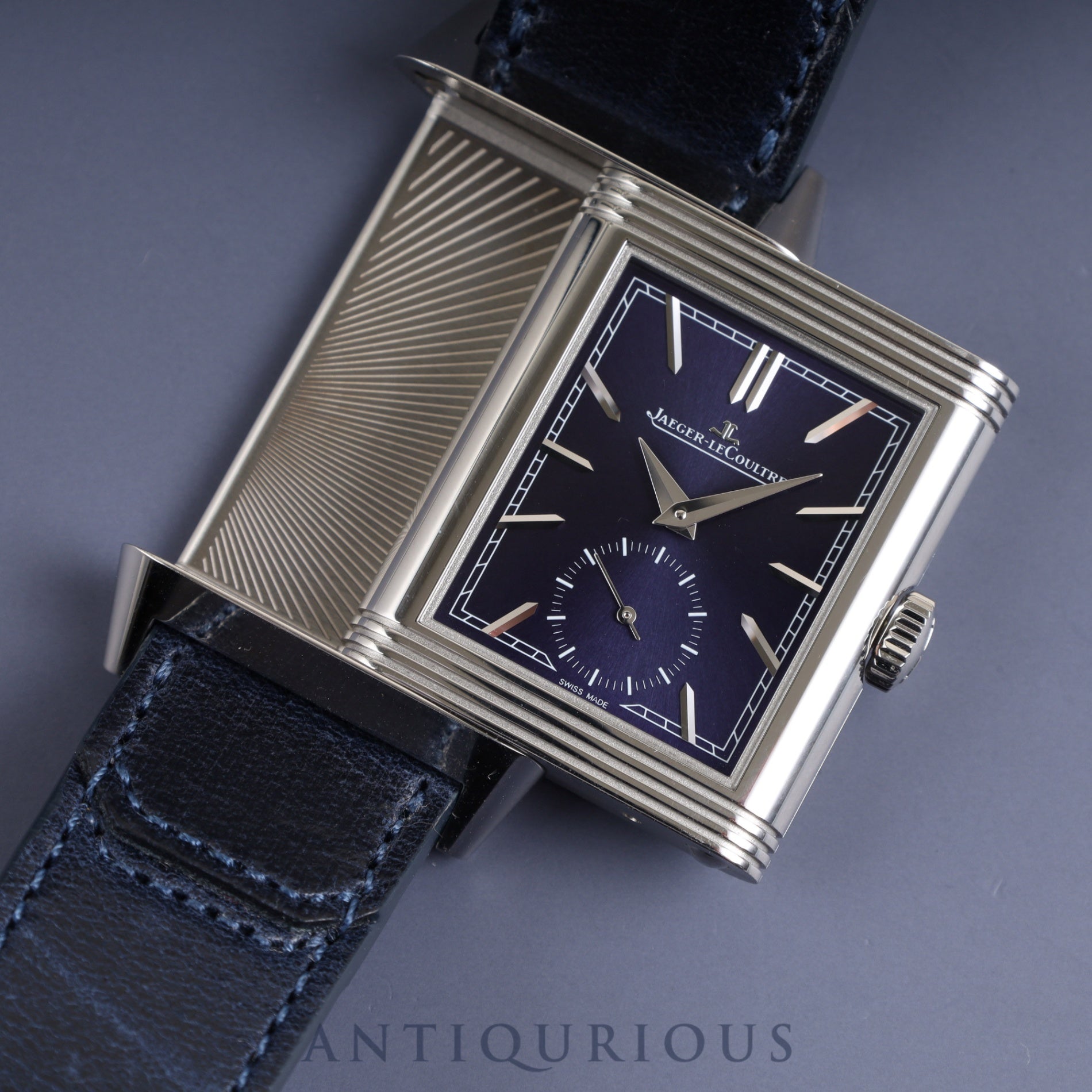 Jaeger-LeCoultre Reverso Tribute Small Second Q397848J / 214.8.62 Manual winding Cal.822/2 SS Genuine leather strap Genuine buckle (SS) Blue dial Box Overhauled