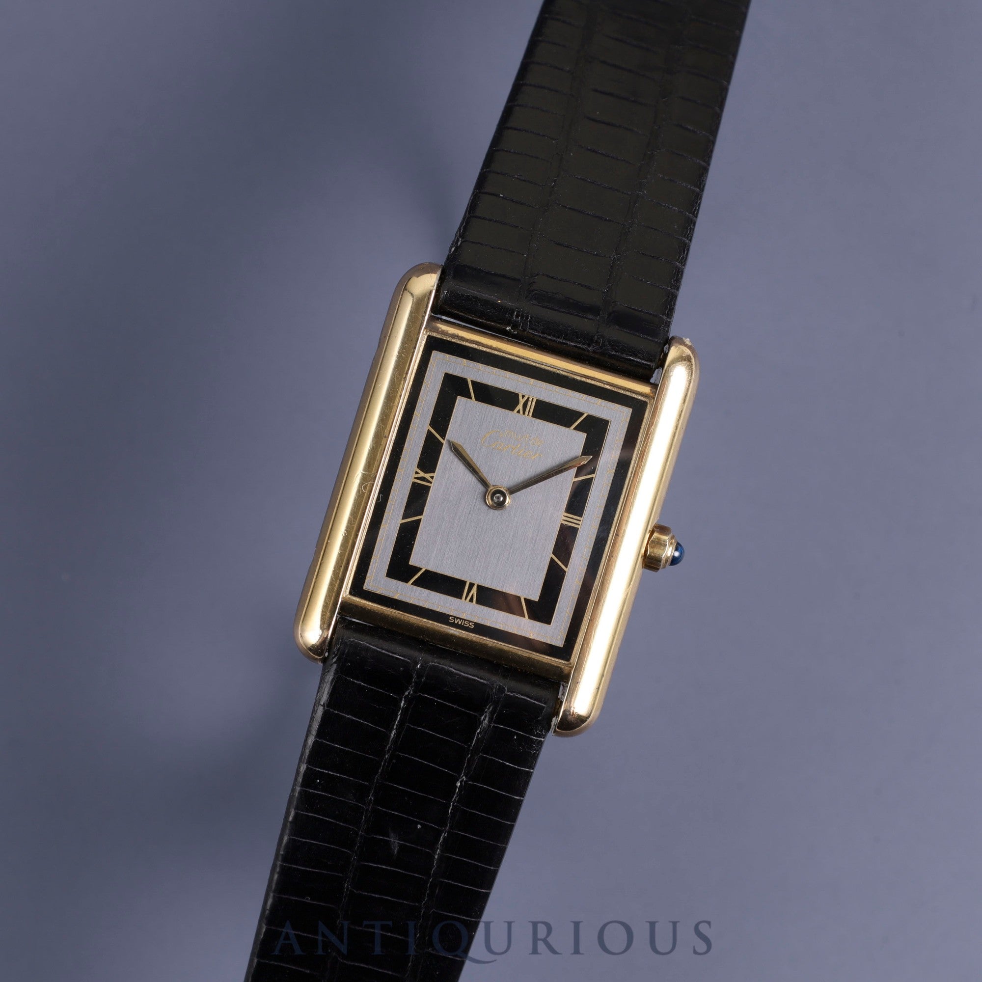 Cartier Must Tank LM 6 81006 Quartz Cal.81 SV925 Leather Genuine Buckle Grey Roman Dial Overhauled