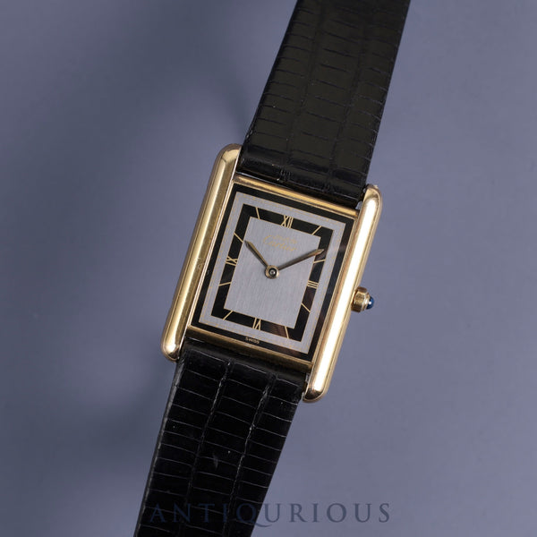 Cartier Must Tank LM 6 81006 Quartz Cal.81 SV925 Leather Genuine Buckle Grey Roman Dial Overhauled