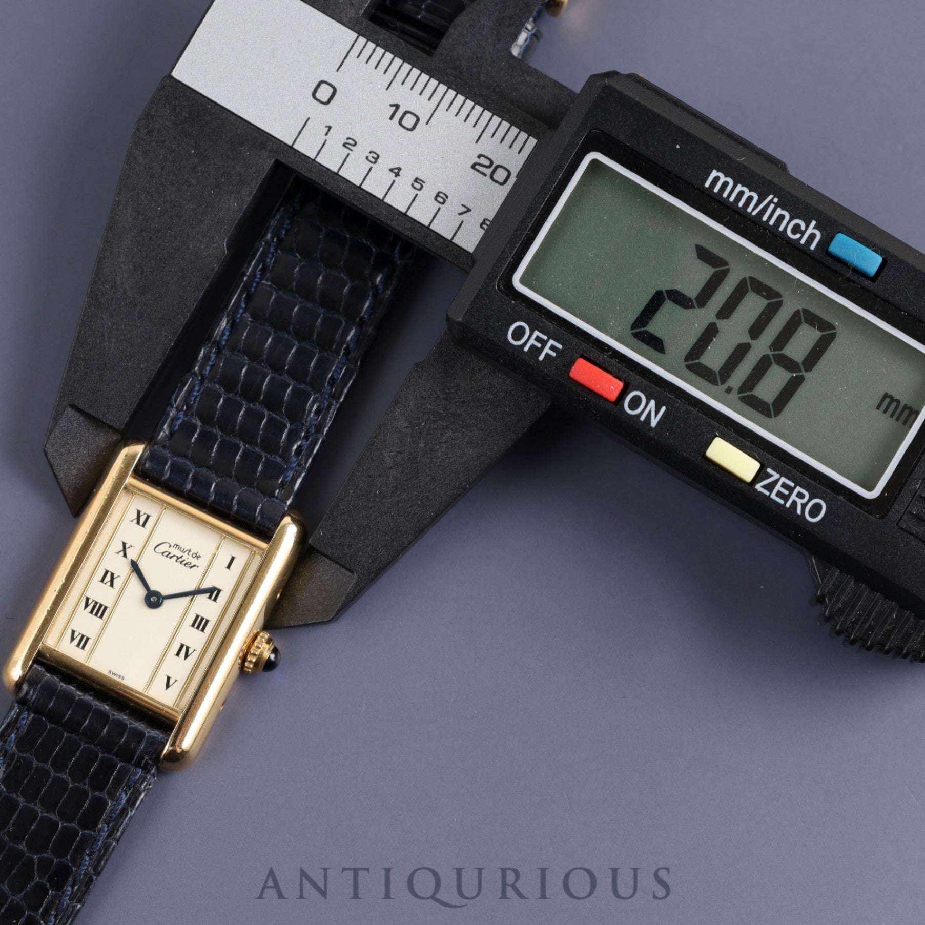 Cartier Must Tank SM 5057001 Quartz Cal.057 SV925 Leather Genuine Buckle (GP) Straight Roman Dial Overhauled