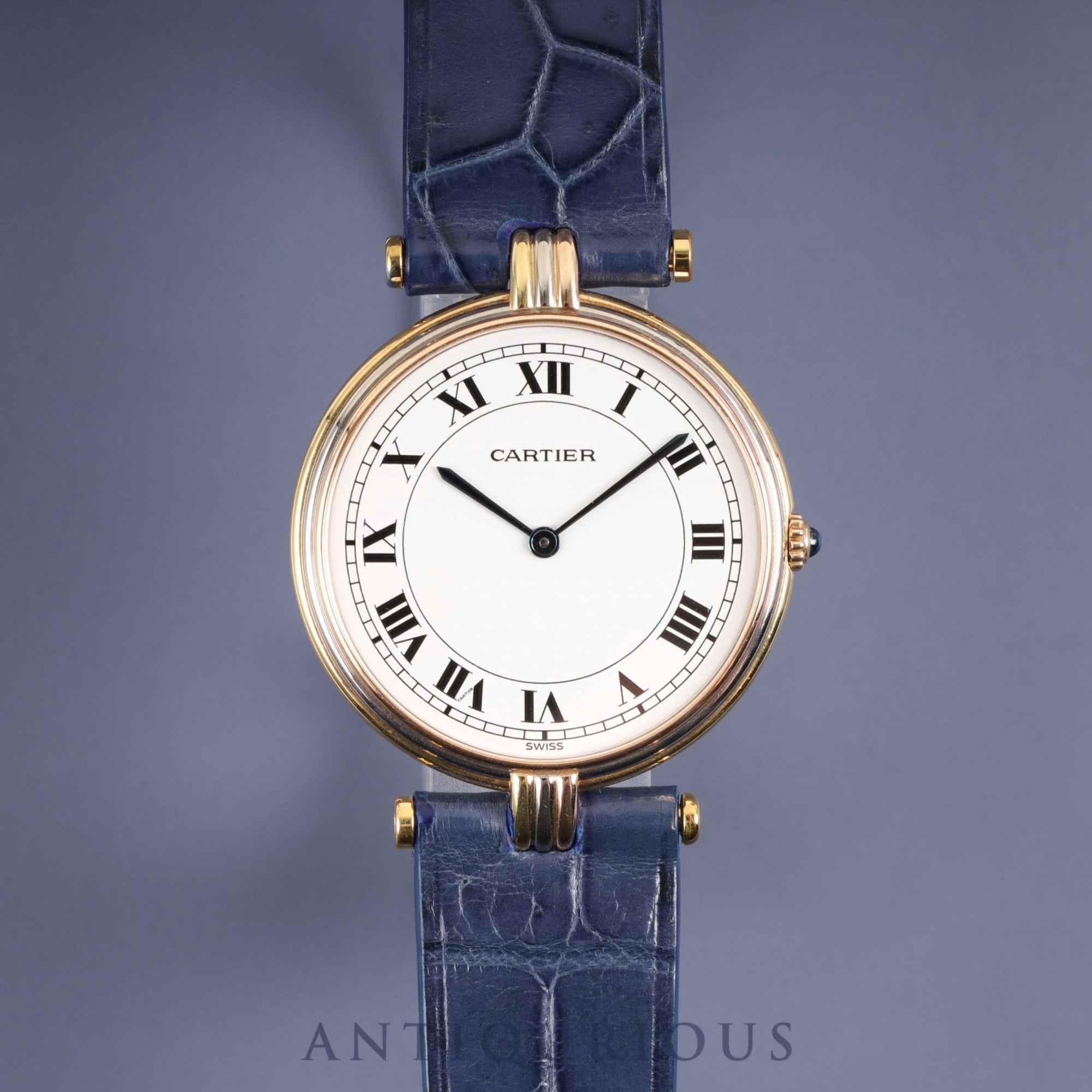 カルティエ ヴァンドーム VLC LM 881003 クォーツ Cal.81 18K 革 純正尾錠(GP)ホワイトローマン文字盤 オーバーホール済み
