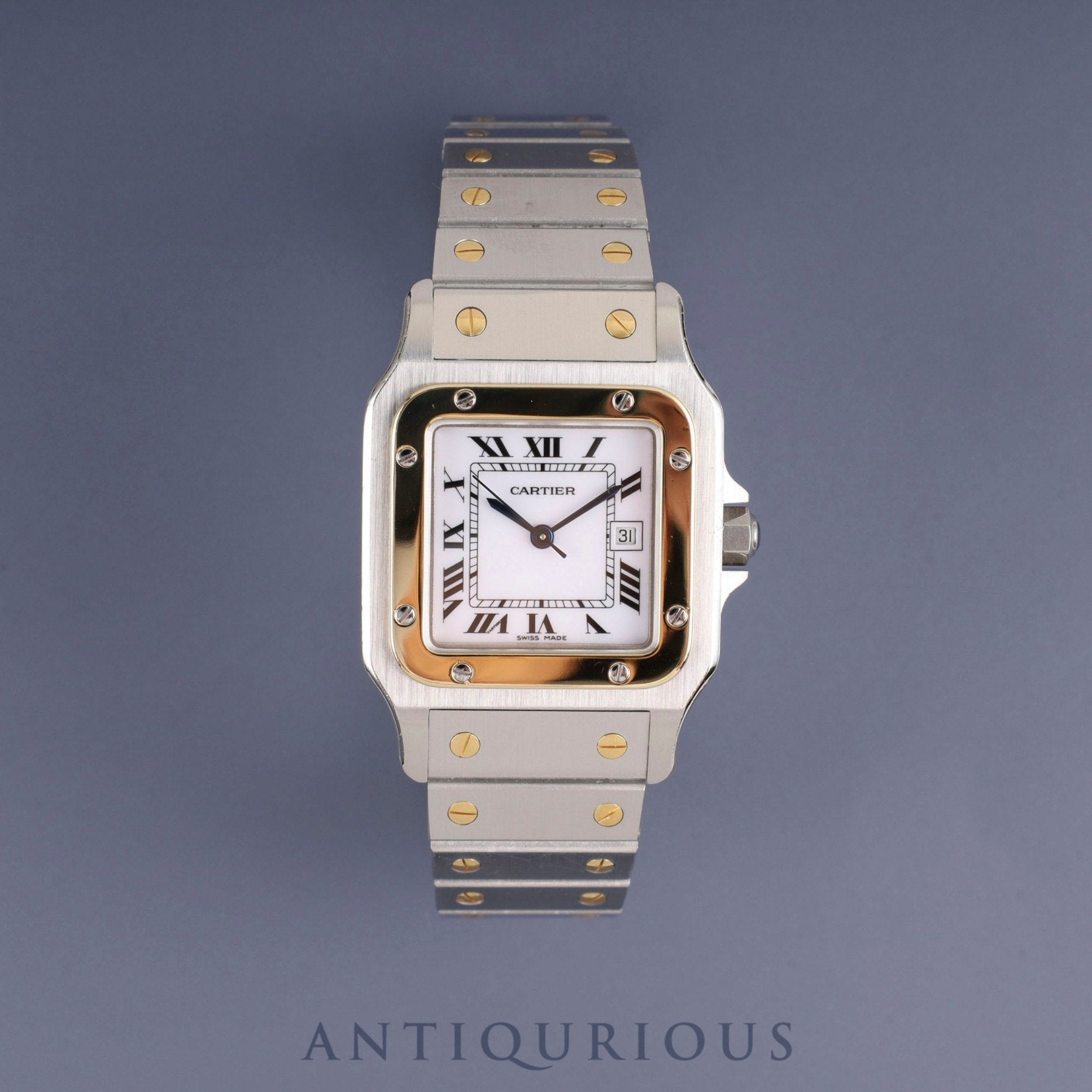 カルティエ サントス ガルベ LM 2961 自動巻き SS/GP SS/GP ホワイトローマン文字盤 国際永久保証書(1982年)カルティエブティックにてコンプリートサービス(フルメンテナンス)済み