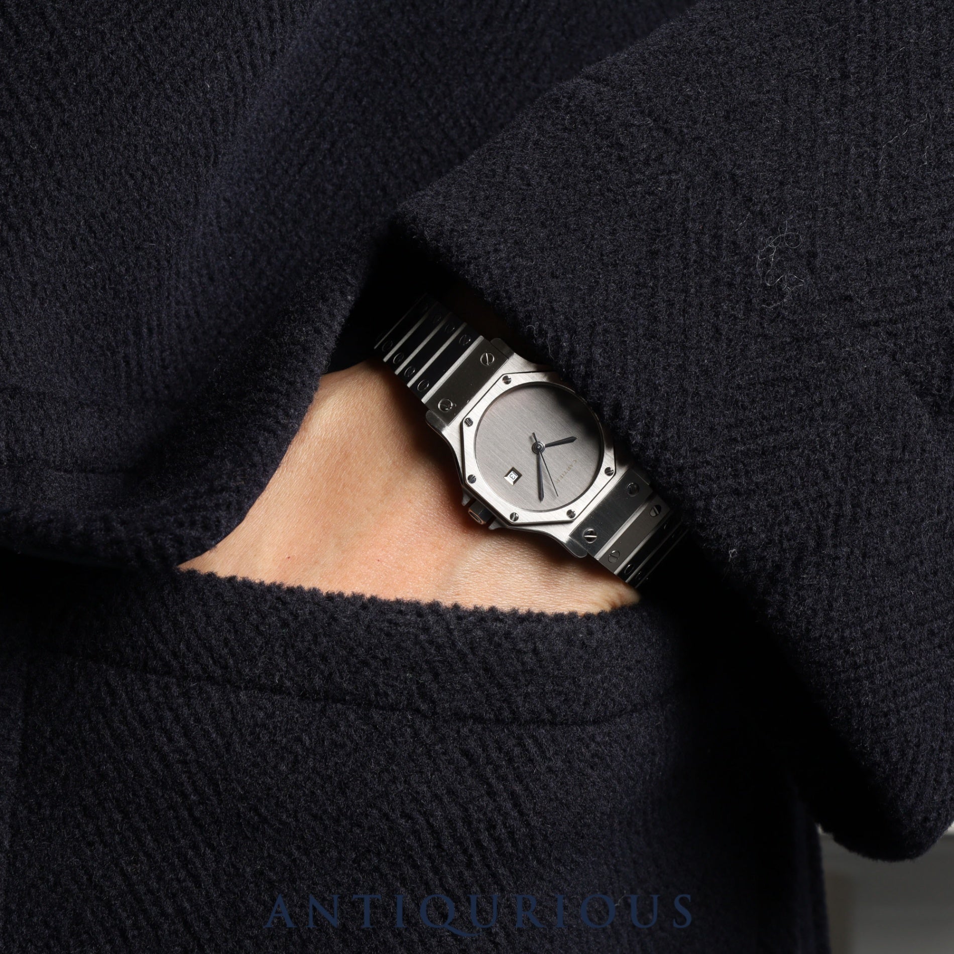 カルティエ サントス オクタゴンLM 自動巻き Cal.2671 SS SS グレー文字盤 オーバーホール済み