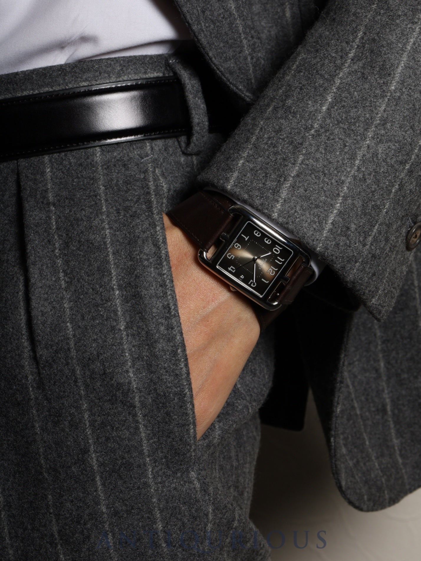 エルメス ケープコッド CC1.810 クォーツ Cal.E64111 SS 純正革ベルト 純正尾錠(SS)ダークブラウンアラビア文字盤 箱 冊子 オーバーホール済み