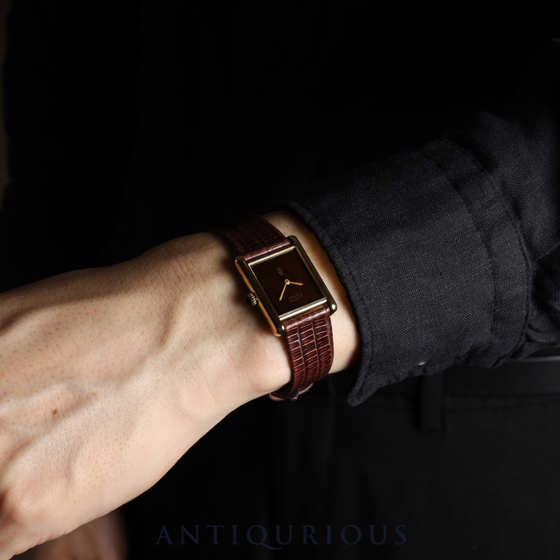 Cartier Must Tank LM Manual winding Cal.78-1 SV925 Leather Genuine buckle (GP) Mahogany dial Overhauled