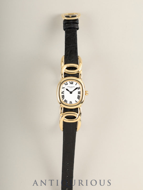 パテック・フィリップ ゴールデンエリプス 4830J クォーツ Cal.E15 750YG 純正レザーベルト 純正ピンバックル(750YG)ホワイトローマン オーバーホール済み