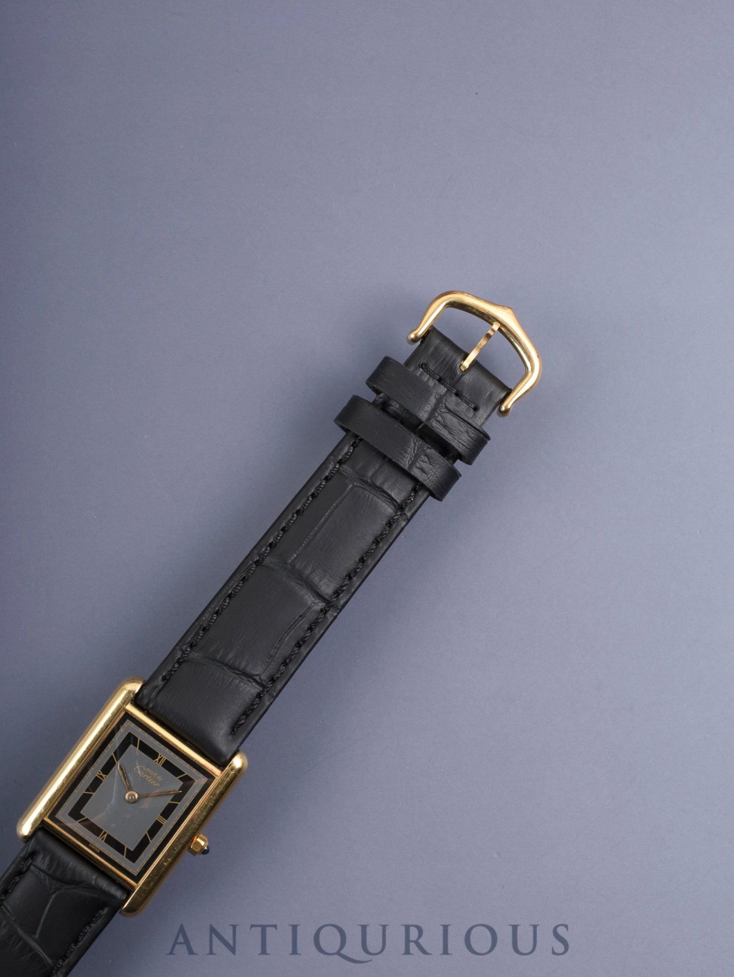 カルティエ マストタンク LM 6 81006 クォーツ Cal.81 SV925 革 純正尾錠(GP) グレー飛びローマン文字盤 オーバーホール済み