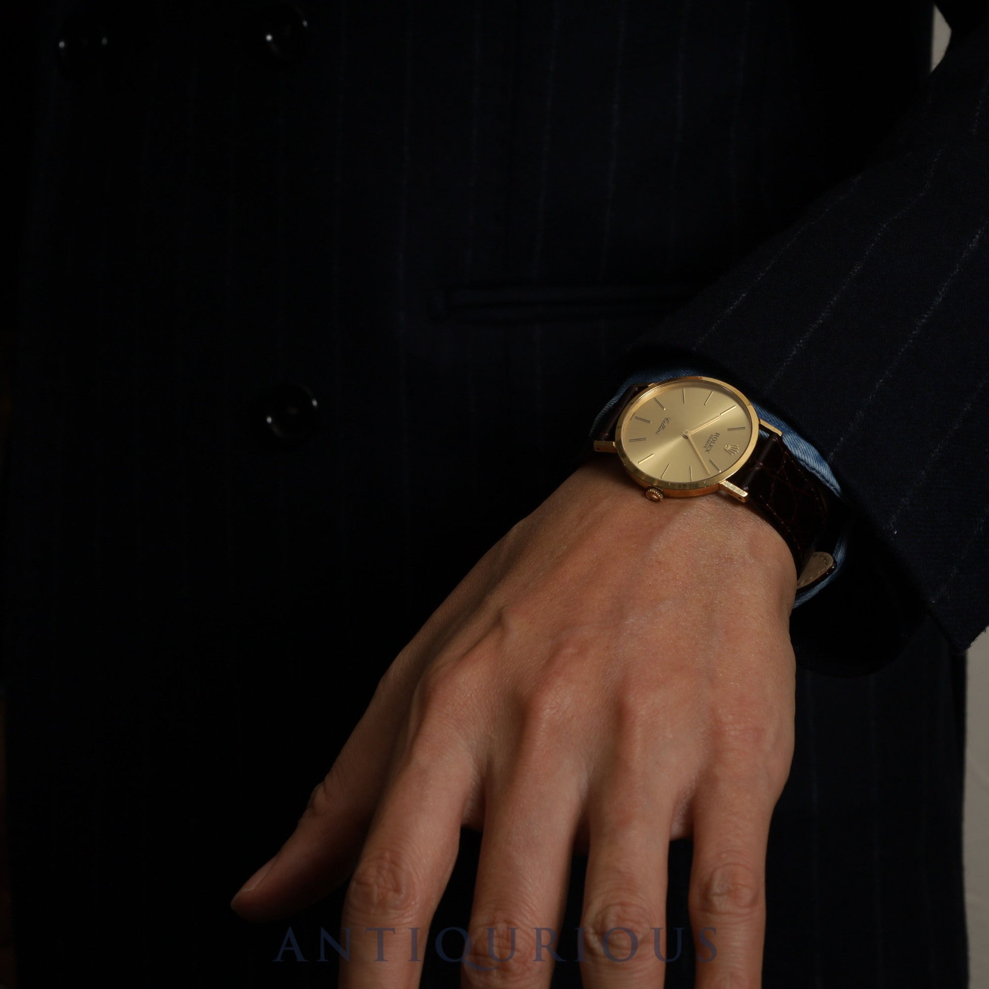 Rolex Cellini 4112 Manual Winding Cal. 1601 750 Leather Strap Genuine Buckle (GP) Gold Dial 43 Series (1975) Warranty (1984) Overhauled