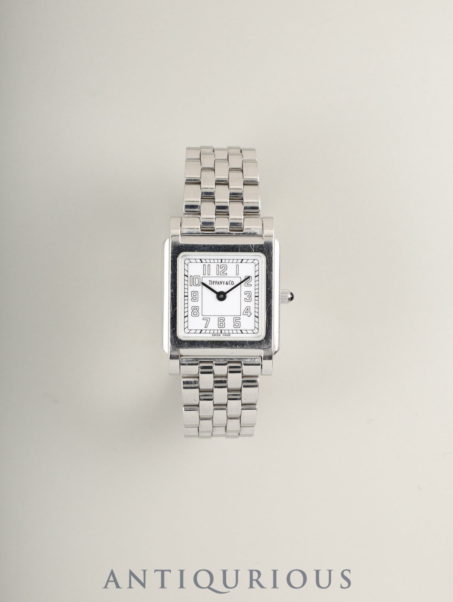 Tiffany Classic Square 525.1033 Quartz Caliber 901.001 Stainless Steel White Arabic Dial Overhauled