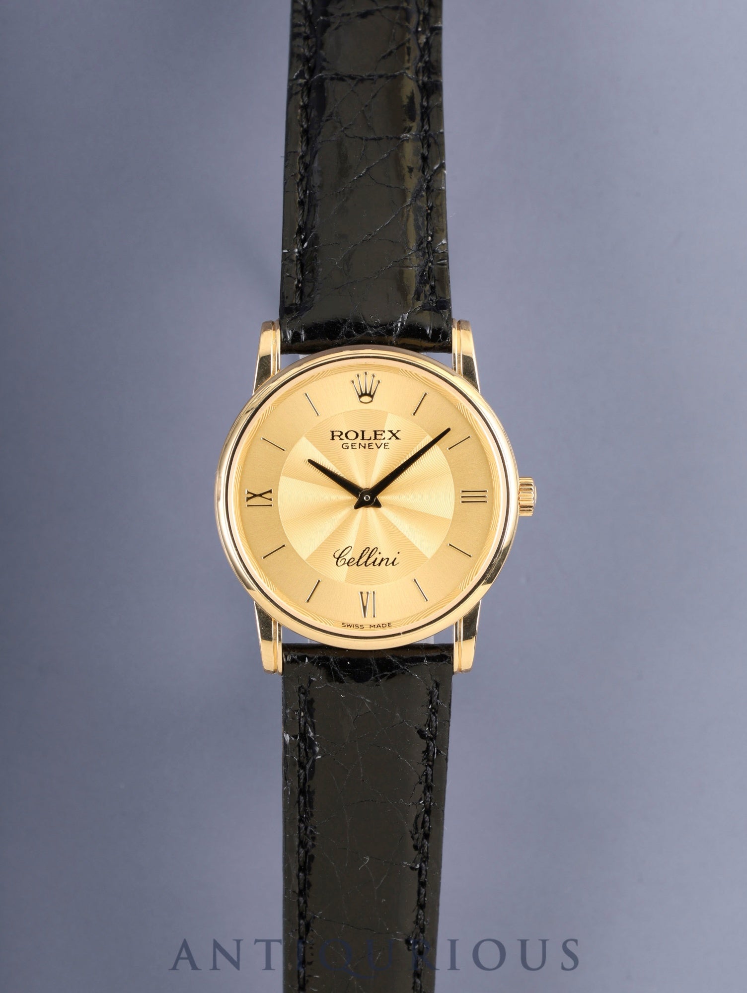 ロレックス チェリーニ 5116/8 手巻き Cal.1602 750YG 革 純正ピンバックル(750)シャンパンギョーシェ文字盤 32mm M番台(2007年~2008年)ケース カードホルダー 冊子 保証書(2008年/個人名修正跡) オーバーホール済み