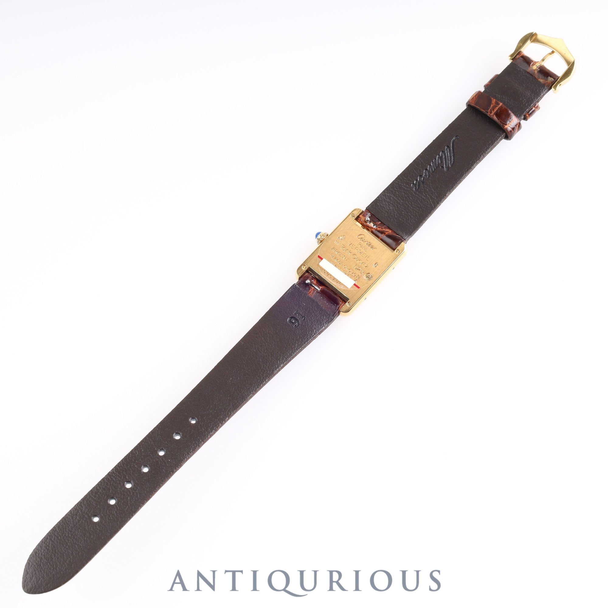 Cartier Must Tank SM Straight Roman Dial 5057001 925 Leather Genuine Buckle (GP) Quartz Mid 1980s - circa 1994