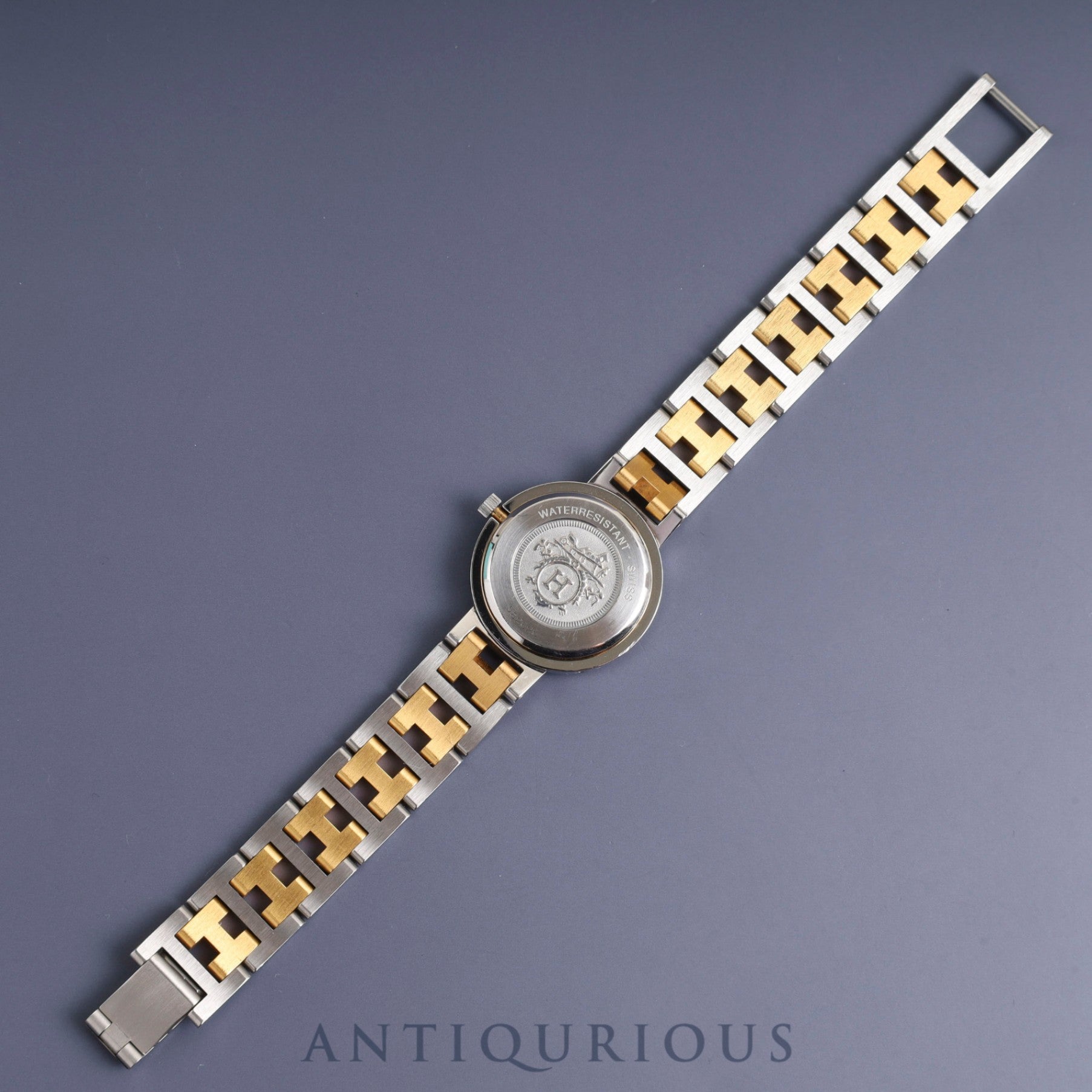 Hermes Clipper 51.03 Quartz SS/GP SS/GP White Dial Box Warranty (1993) Tag Overhauled