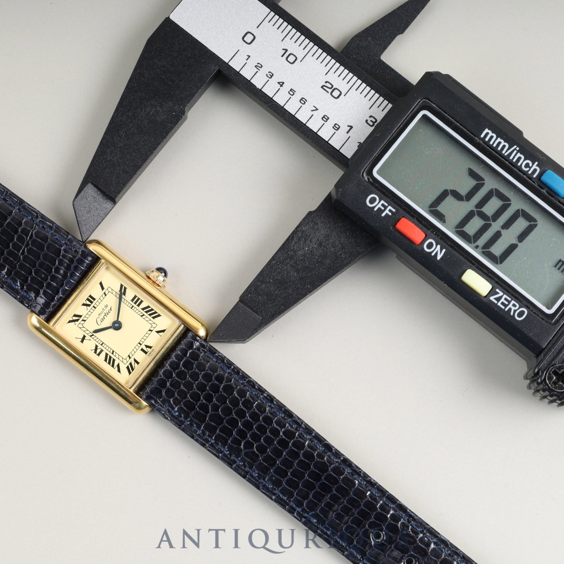 Cartier Must Tank SM W1003153 / 5057001 Quartz Caliber 057 SV925 Leather Strap with Genuine GP Buckle Ivory Roman Dial Overhauled and Finished to Look Like New