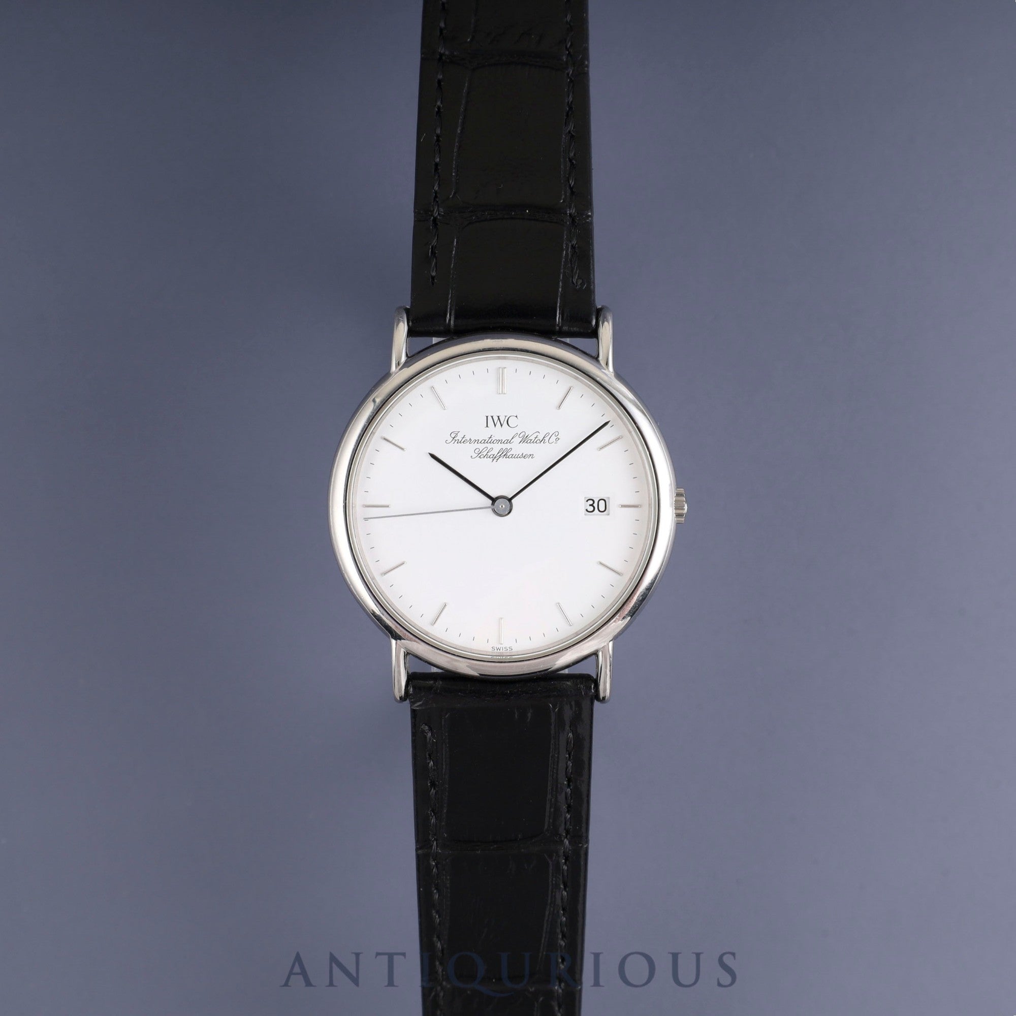 IWC Sea Portofino 3331 Quartz Movement, Caliber IWC2210, Stainless Steel, Leather Strap, Genuine Stainless Steel Buckle, White Dial, Overhauled