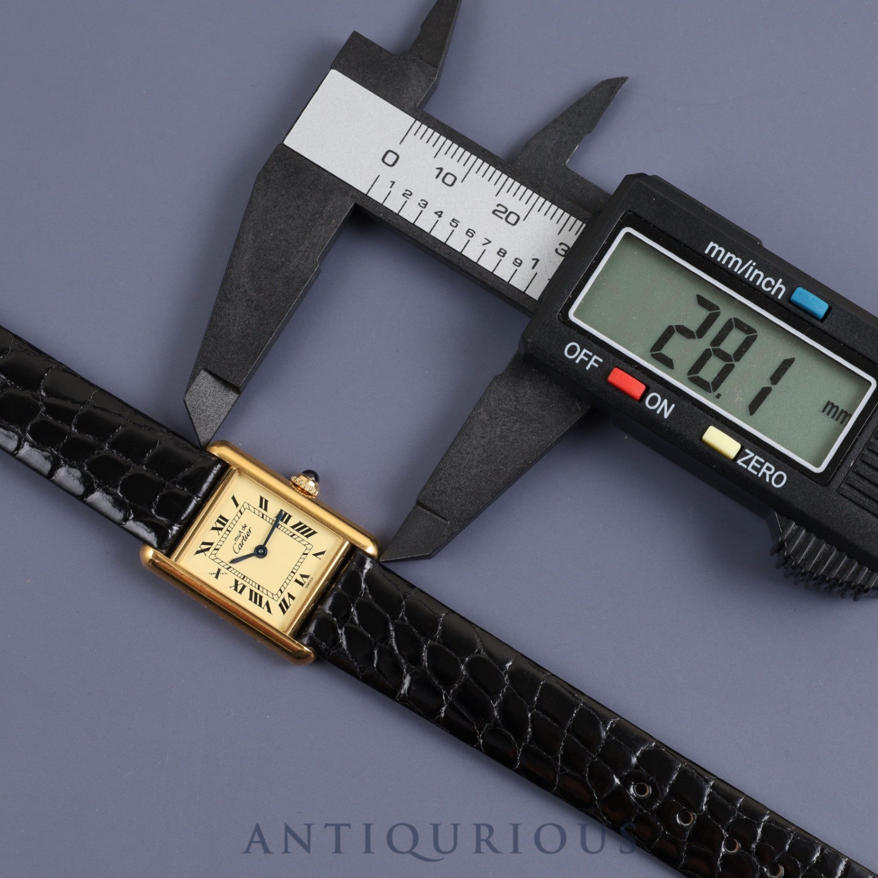 Cartier Must Tank SM 1613 Quartz Cal.057 SV925 Leather Genuine Buckle (GP) Ivory Dial Box Booklet Overhauled